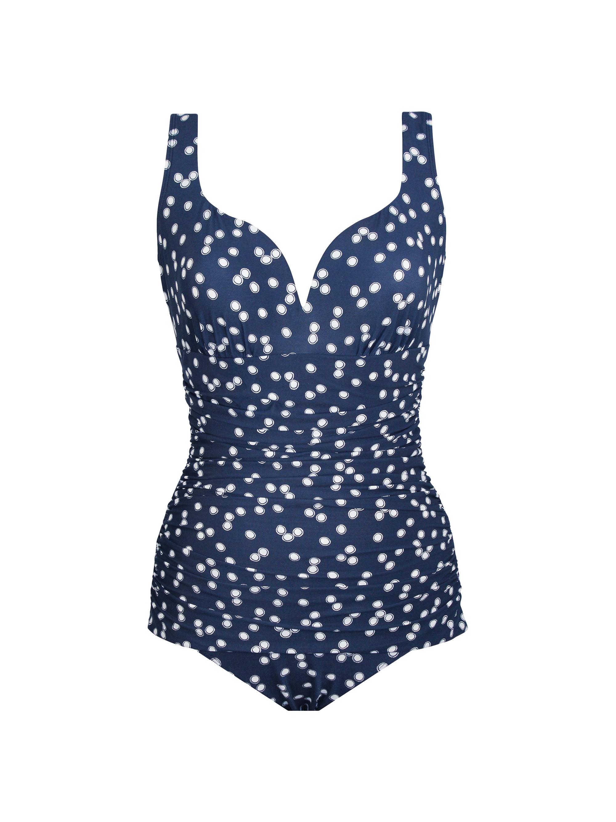 Miraclesuit Swim Women's Luminare Cherie Polka Dot One-Piece Swimsuit - Midnght Blue