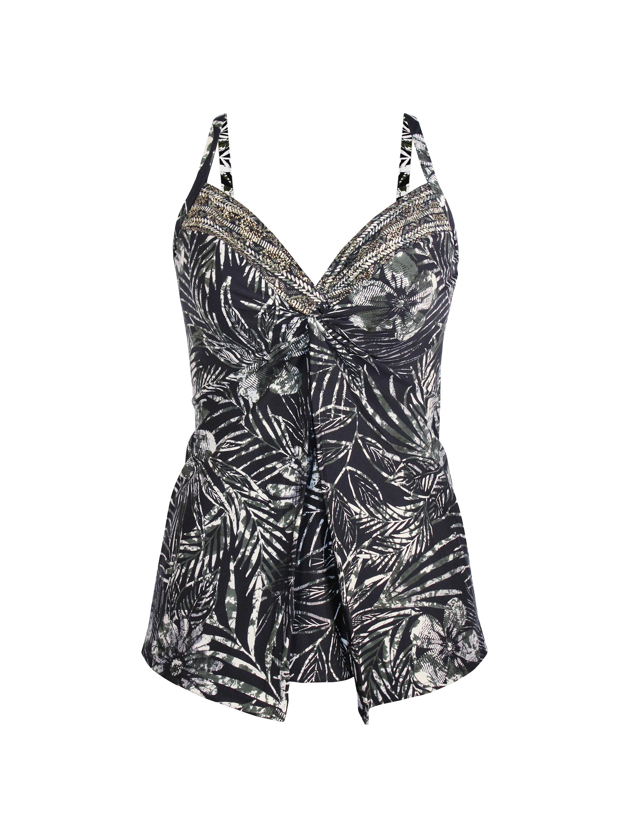 Miraclesuit Swim Women's Zahara Love Knot Printed Tankini Top - Black Multi