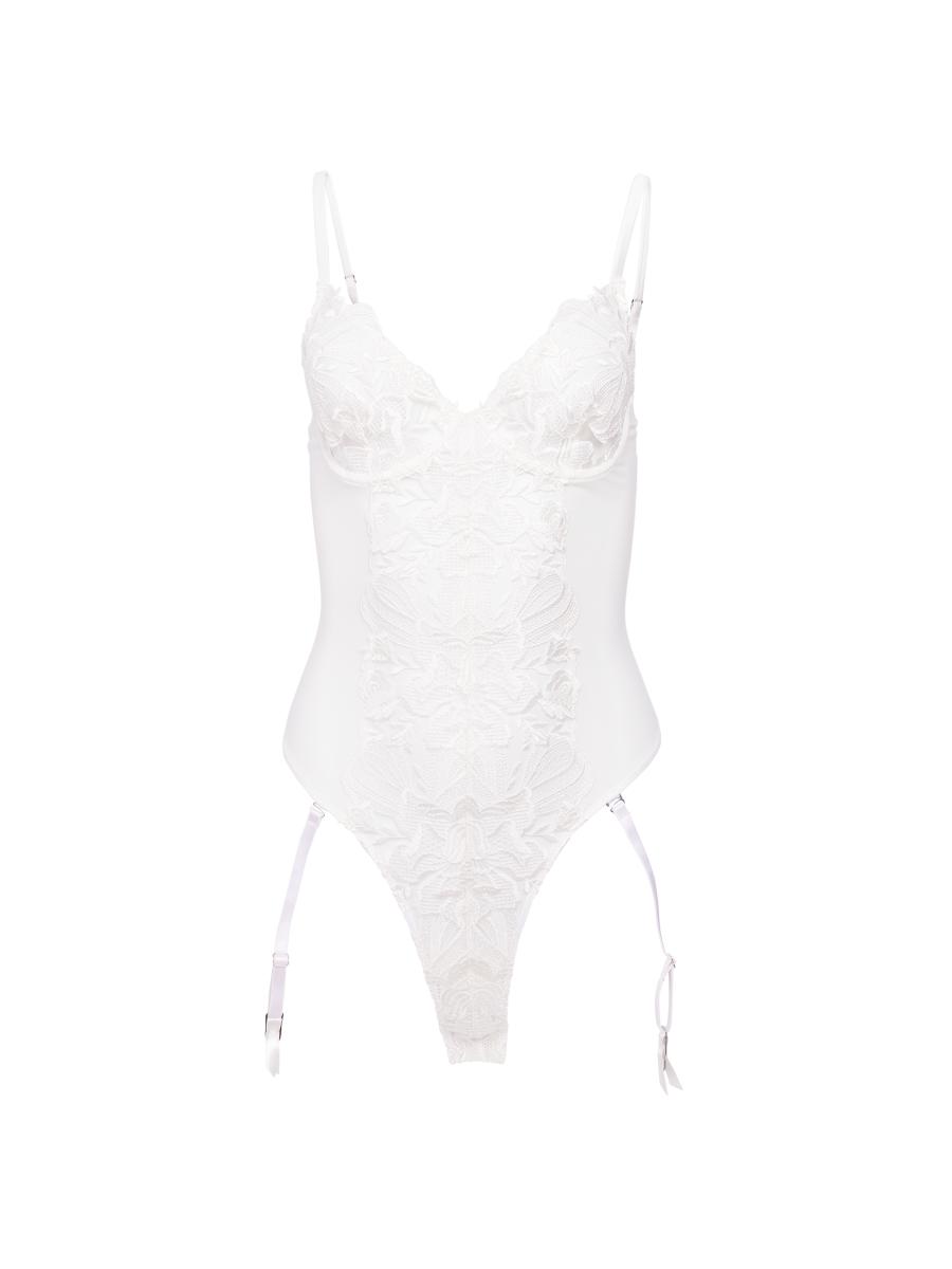 m*x様 house on the hii (Flower)bodysuits Fleur du Mal Floral Bow Embroidered Bodysuit | Saks Fifth Avenue