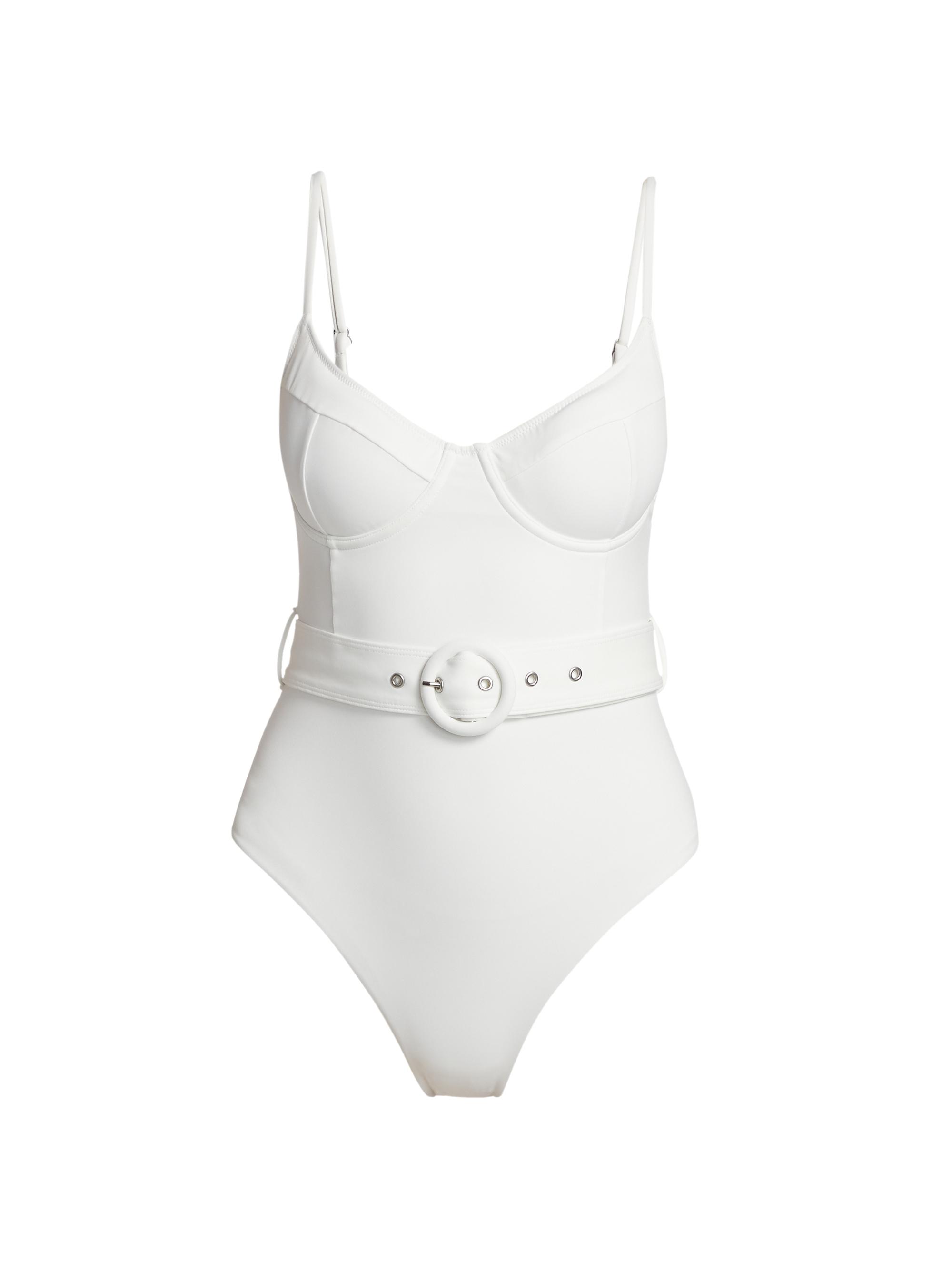 SIMKHAI Women's Noa Belted Bustier One-Piece Swimsuiot - White