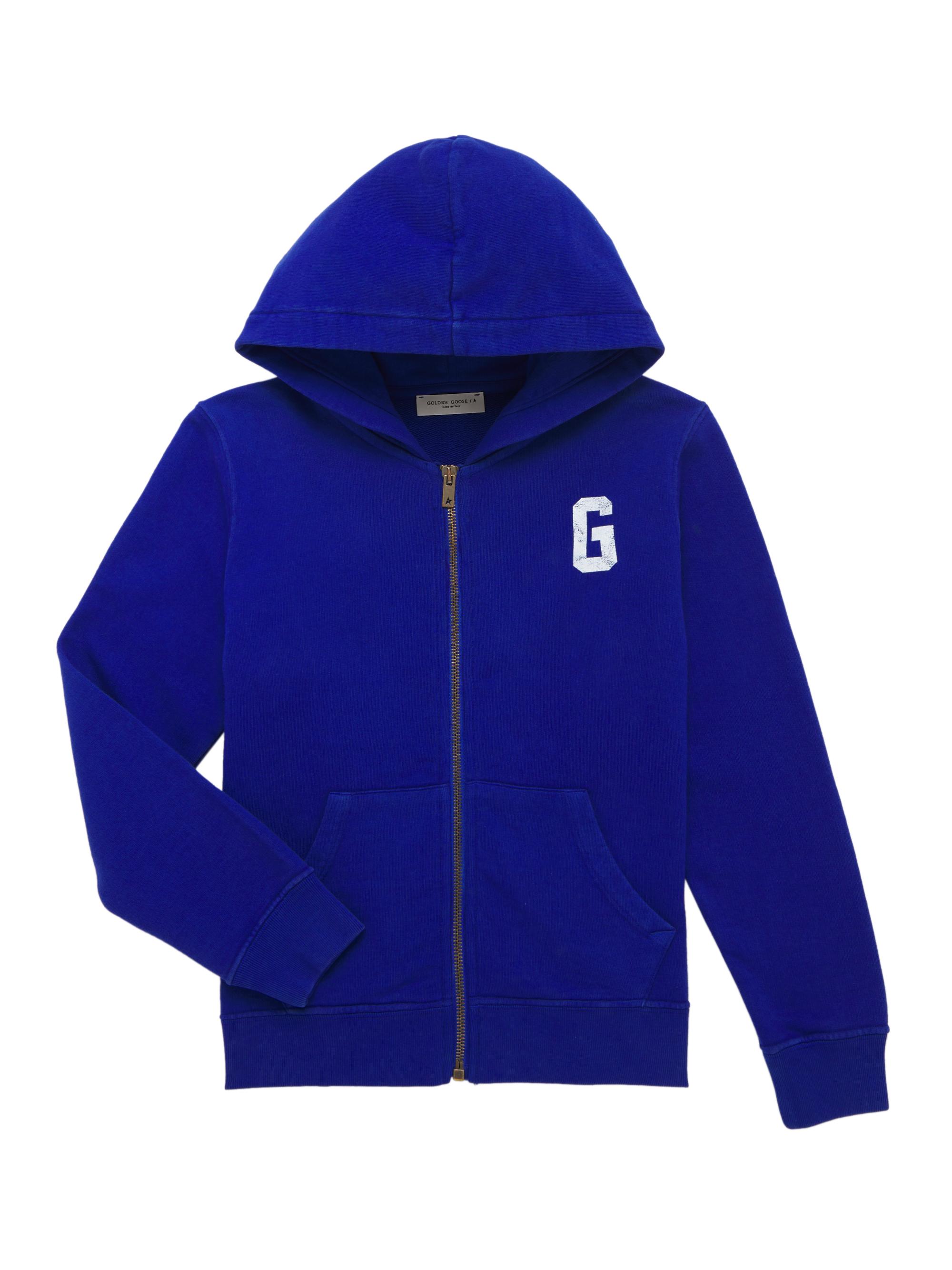 Golden Goose Boy's Journey Logo Cotton Hoodie - Mazarine Blue