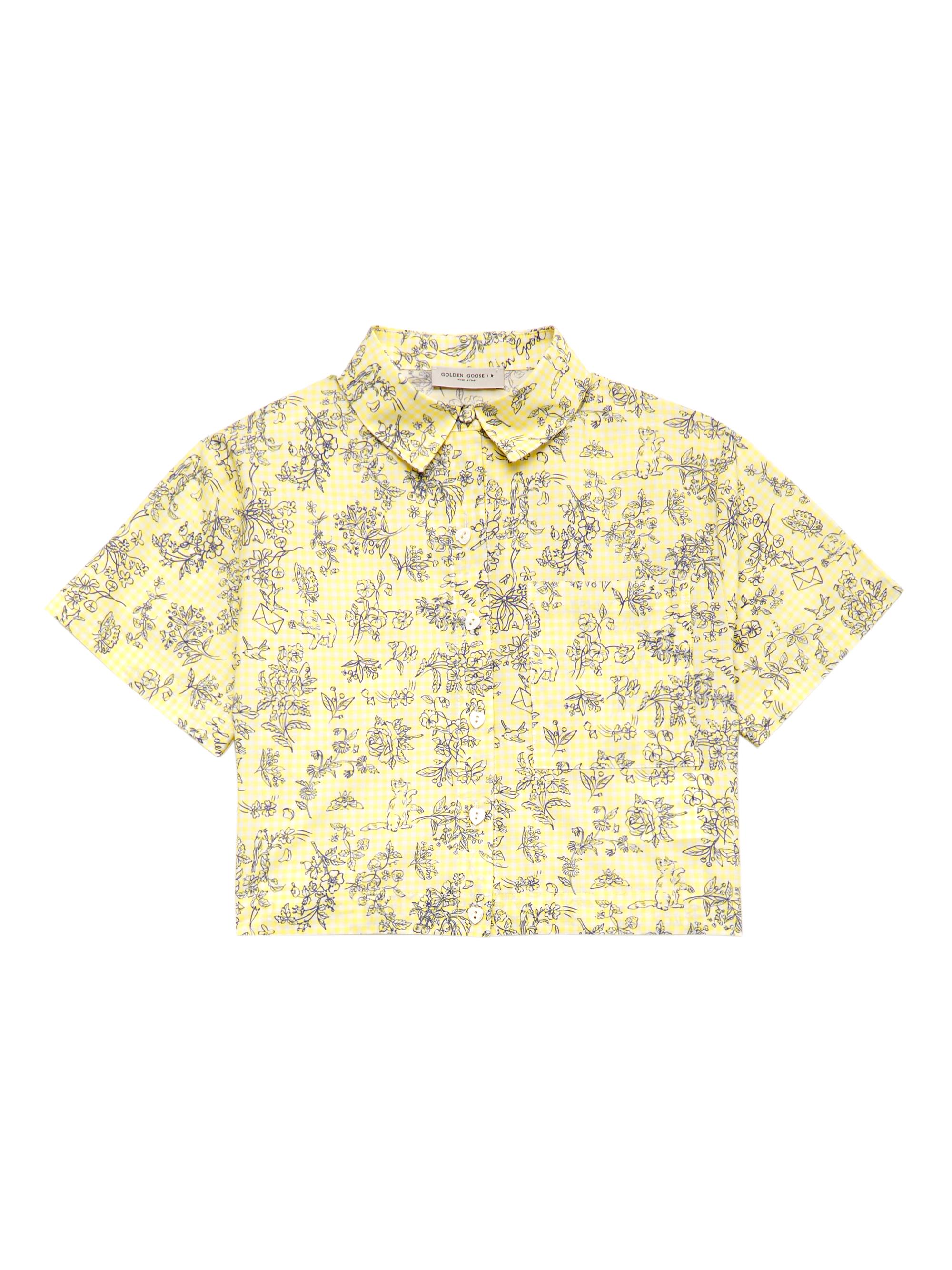 Golden Goose Little Girl's & Girl's Journey Floral Cropped Cotton Shirt - Lemonade Eclipse