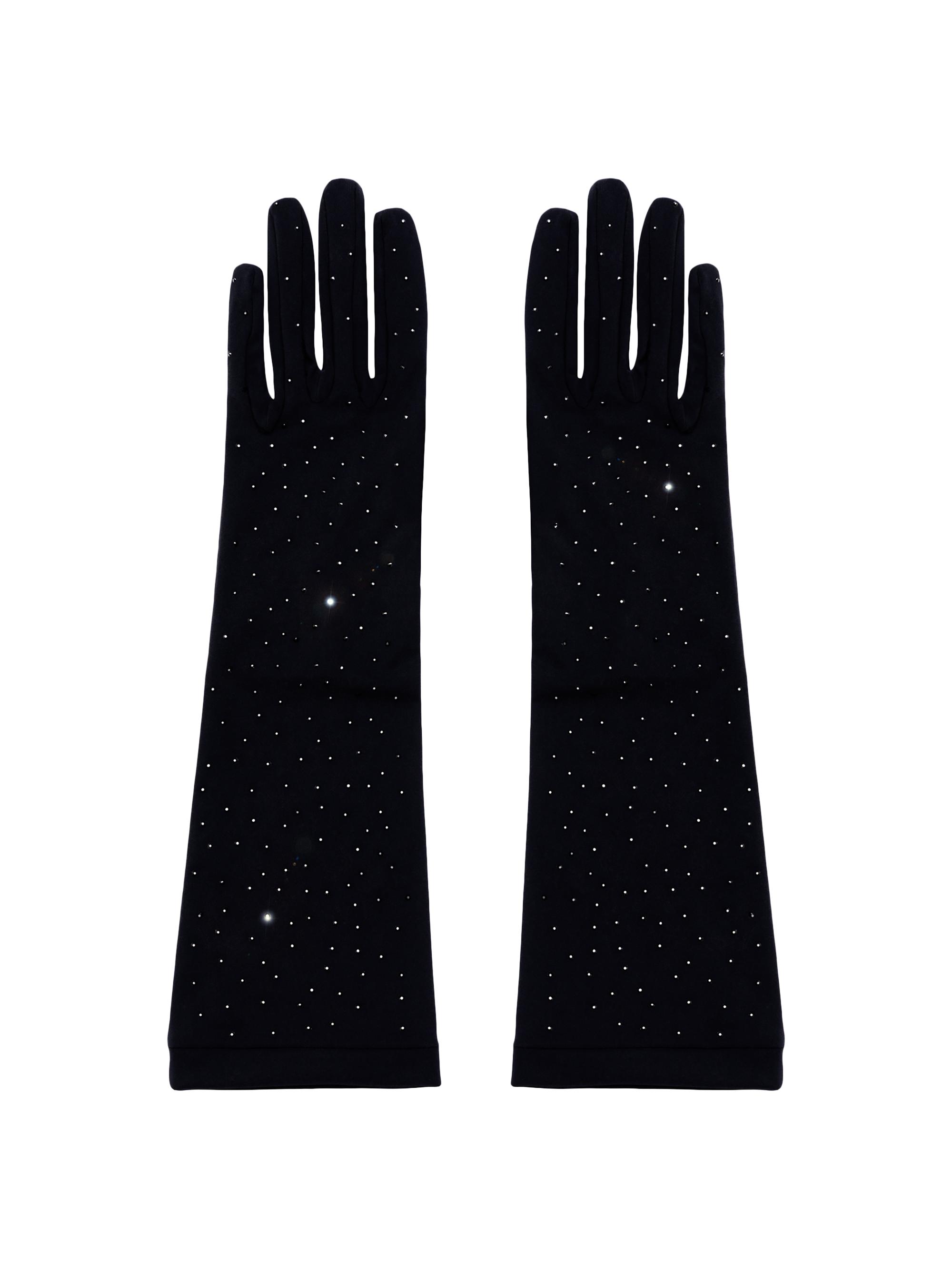 Seymoure Women's Grace Crystal-Embellished Nylon Gloves - Black