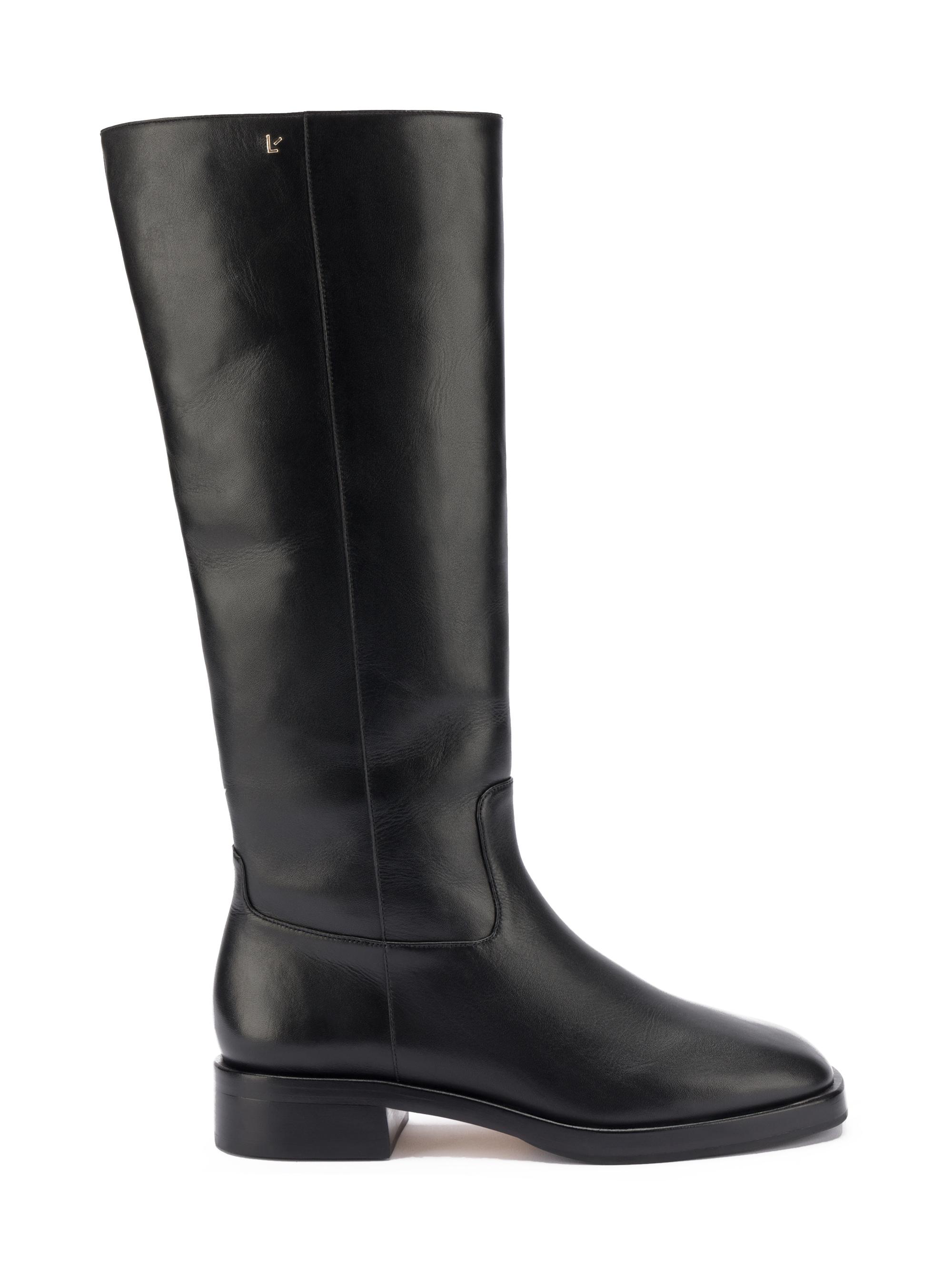 Larroudé Women's Anne Leather Knee-High Boots - Black