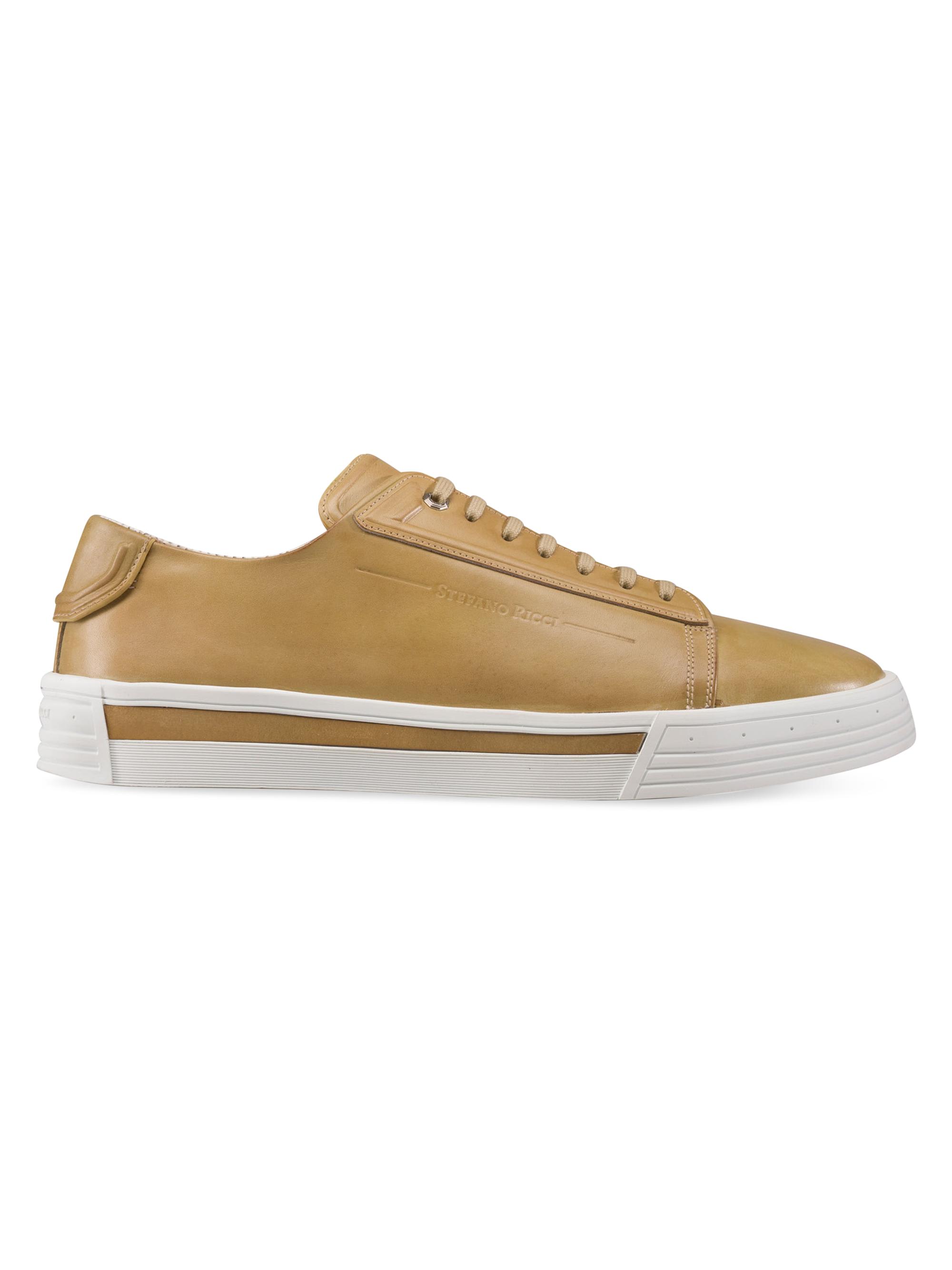 Stefano Ricci Men's Calfskin Leather Sneakers - Past Yellow