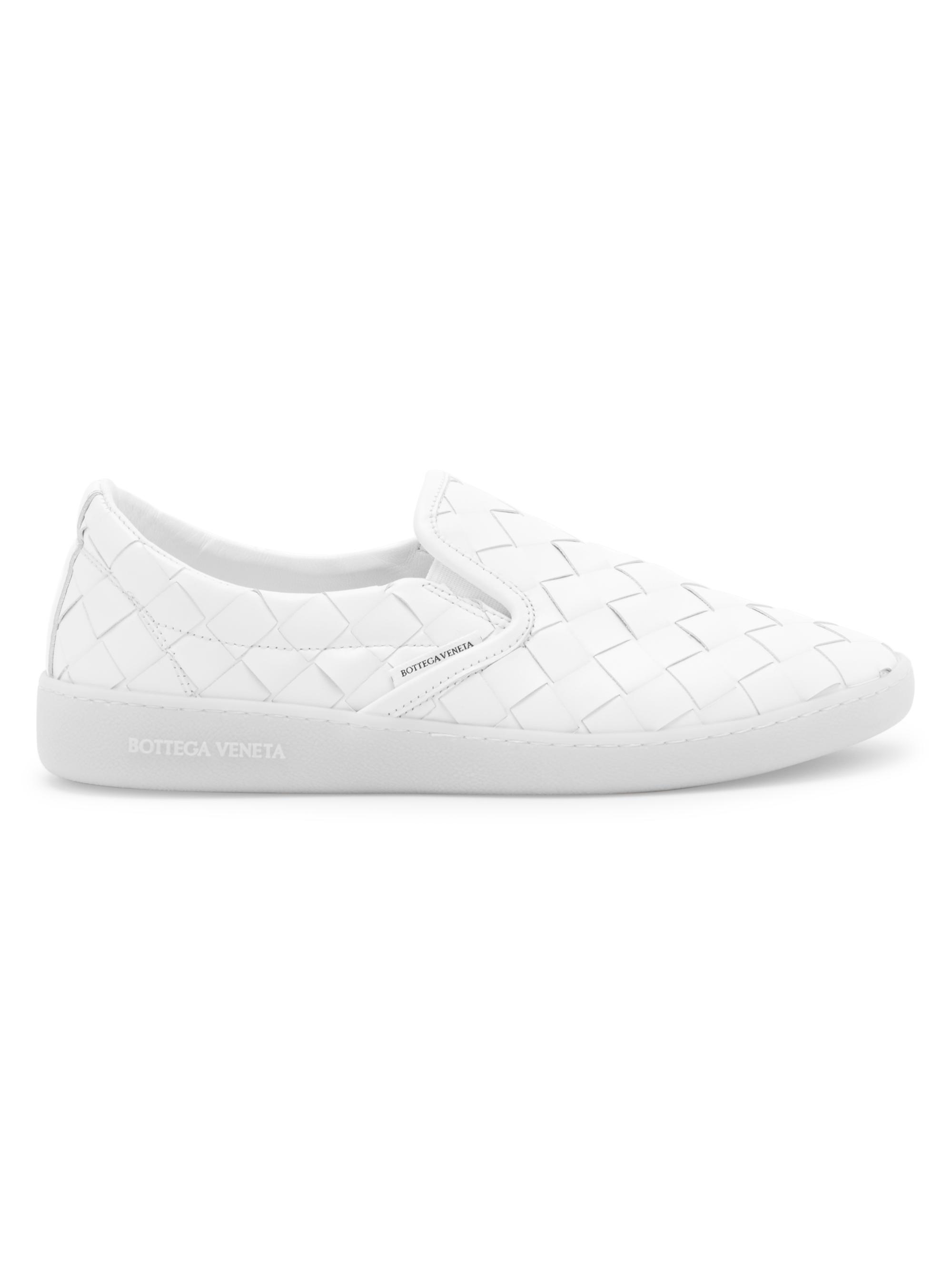 Bottega Veneta Women's Intrecciato Leather Slip-On Sneakers - White