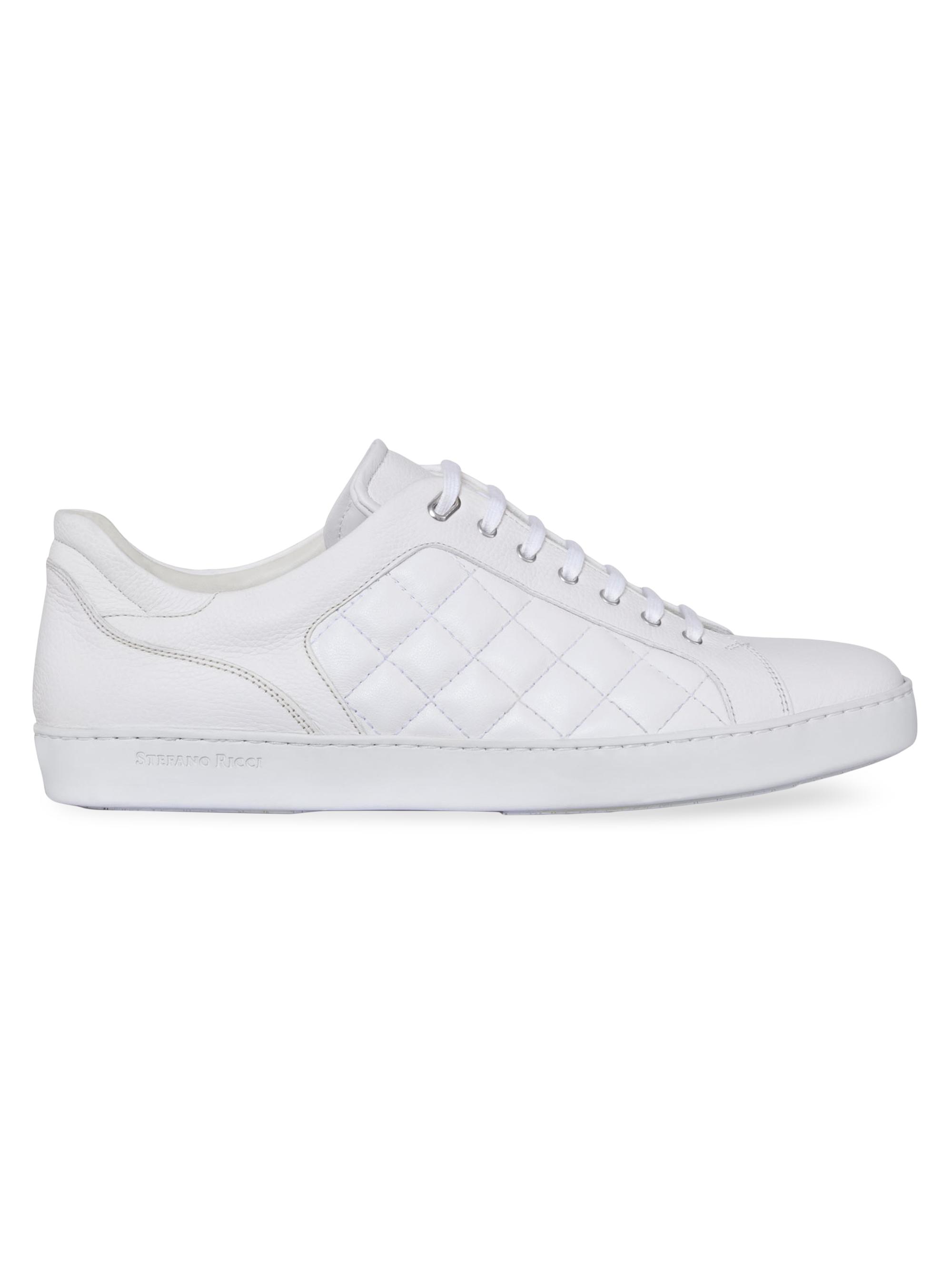 Stefano Ricci Men's Calfskin Leather Sneakers - White