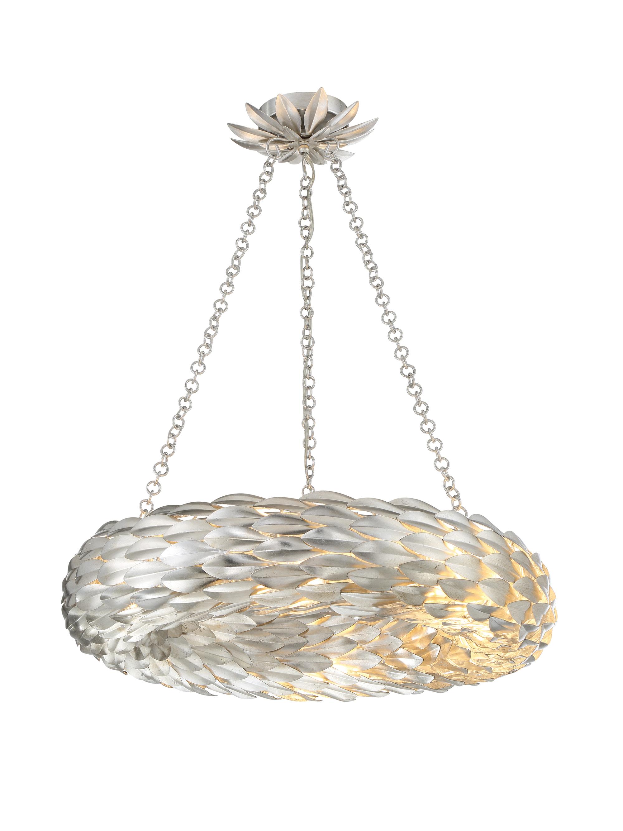 Crystorama Broche 6-Light Matte Pendant - Silver