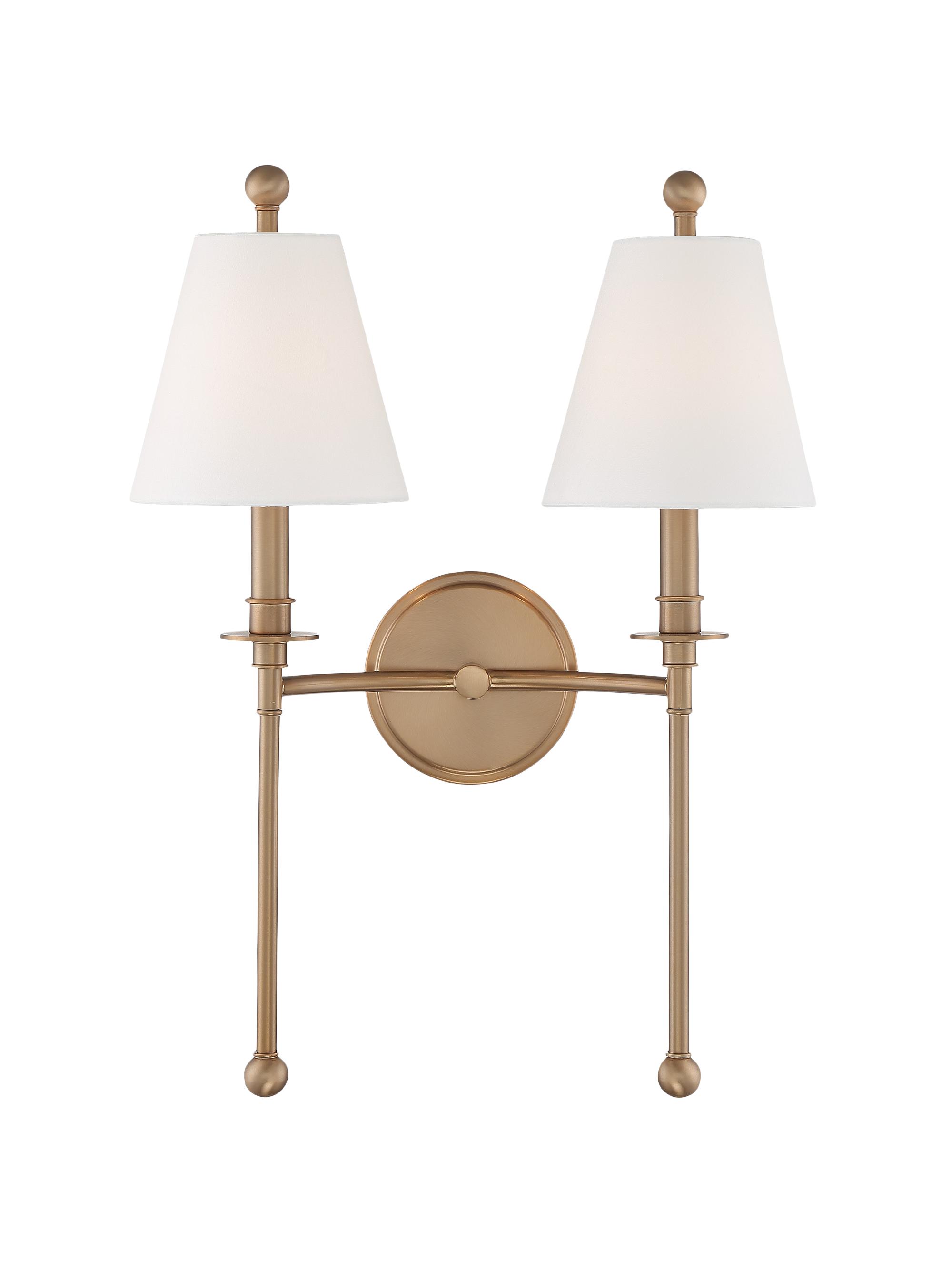 Crystorama Riverdale 2-Light Wall Mount - Aged Brass
