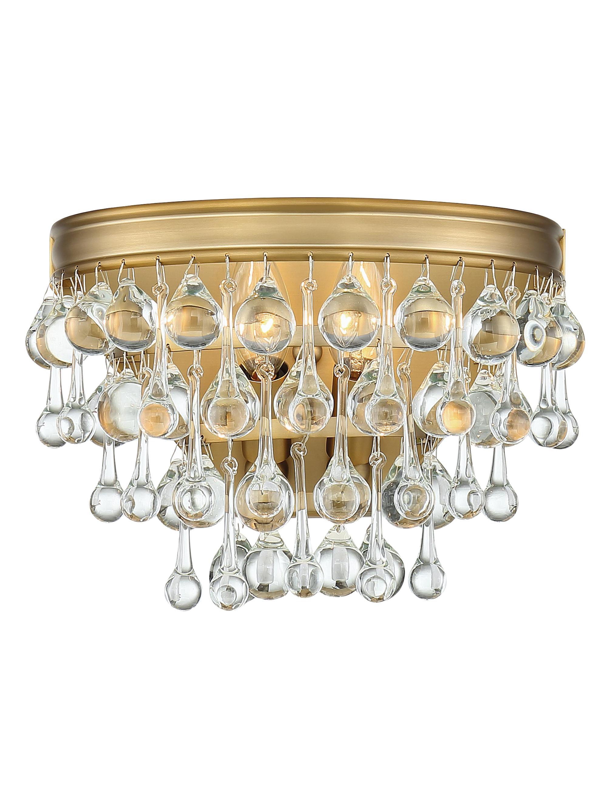 Crystorama Calypso 2-Light Crystal Teardrop Vibrant Wall Mount - Gold