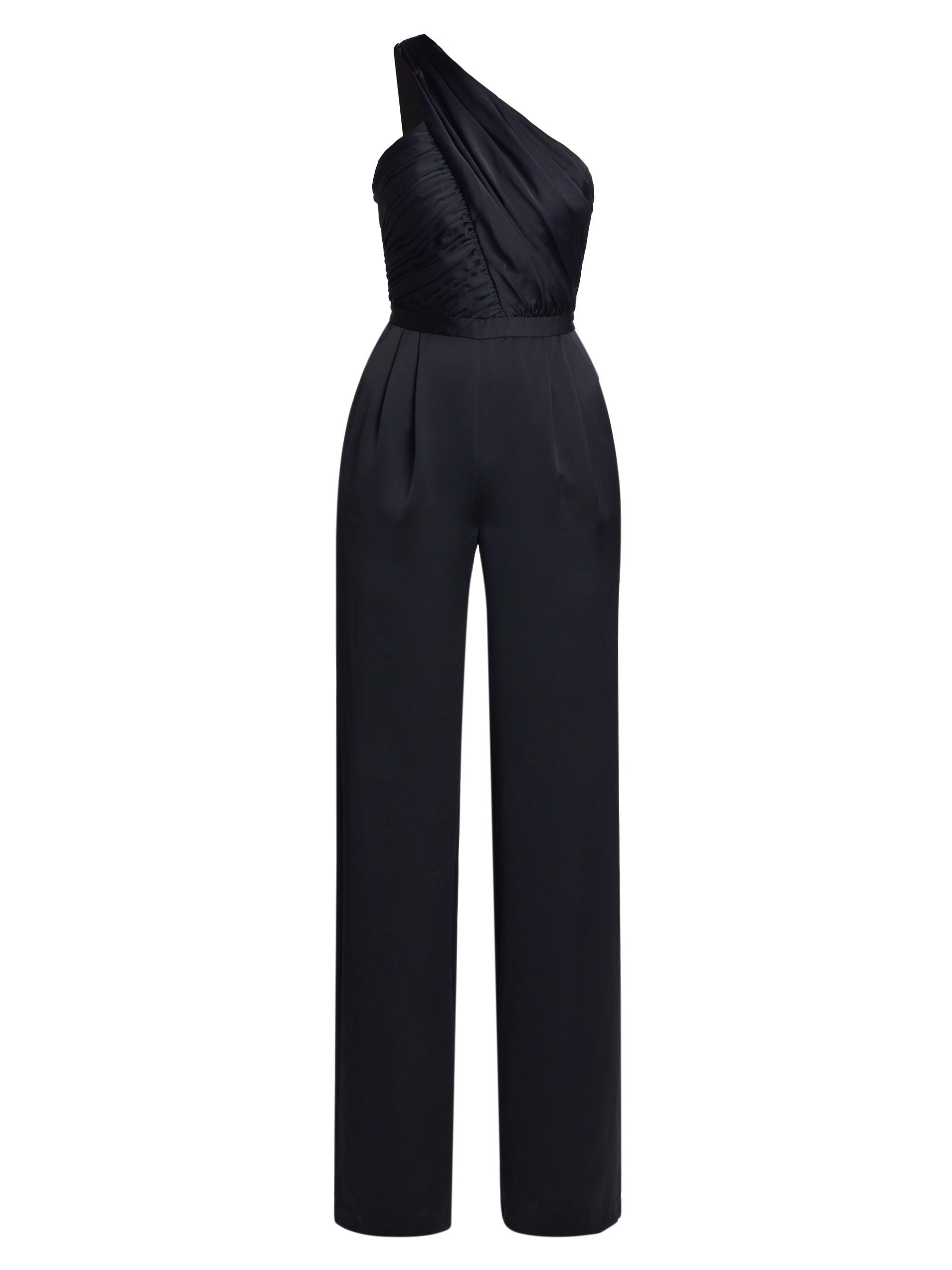 Ramy Brook Myra Asymmetric Pleated Satin Jumpsuit | Saks Fifth Avenue