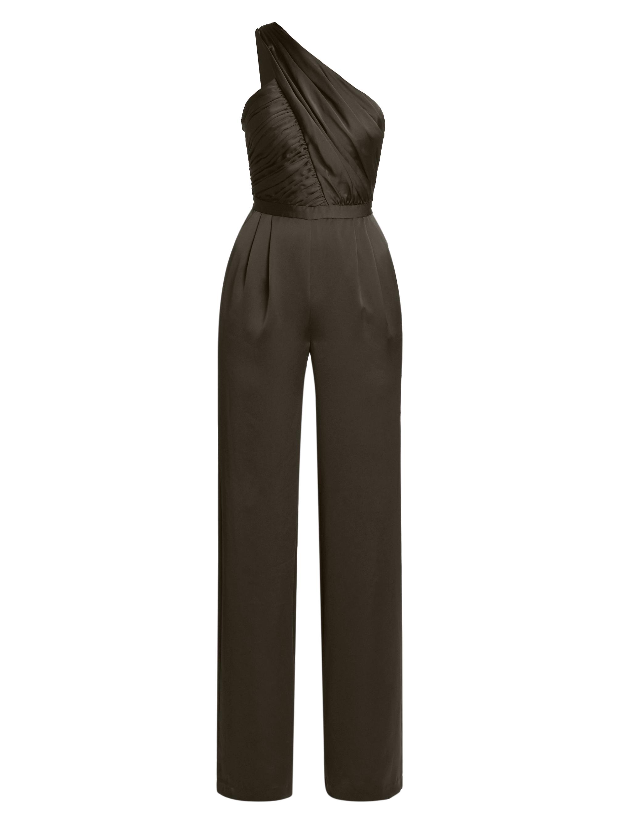Myra Asymmetric Pleated Satin Jumpsuit