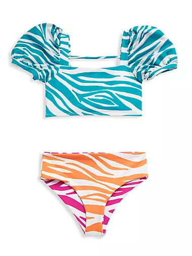 Little Girl's & Girl's Picabuey Zebra Print Bikini