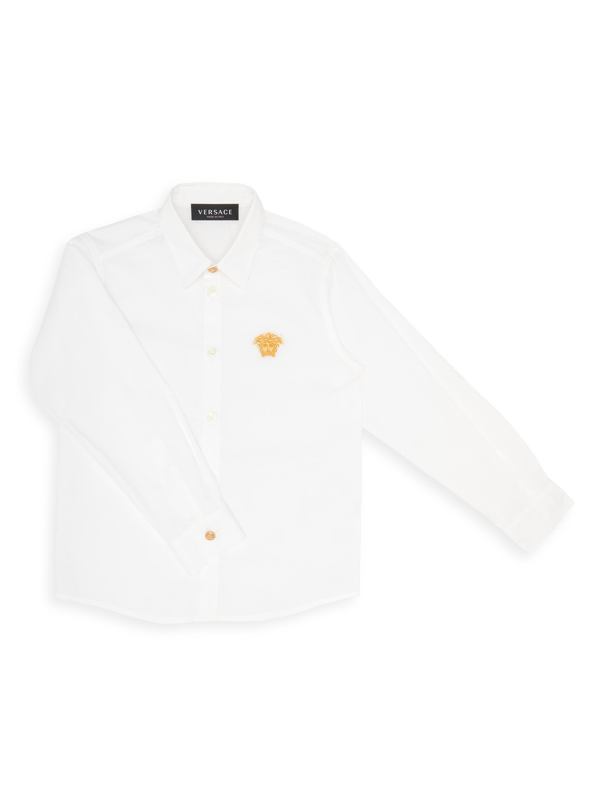 Versace Little Boy's & Boy's Medusa Embroidered Button-Up Shirt - White