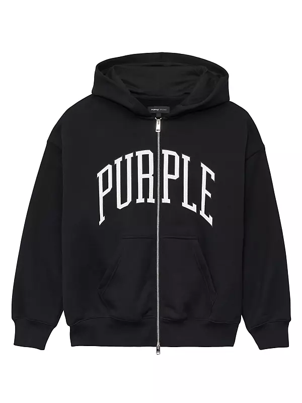 Shop Purple Brand Logo Fleece Cotton Oversized Hoodie