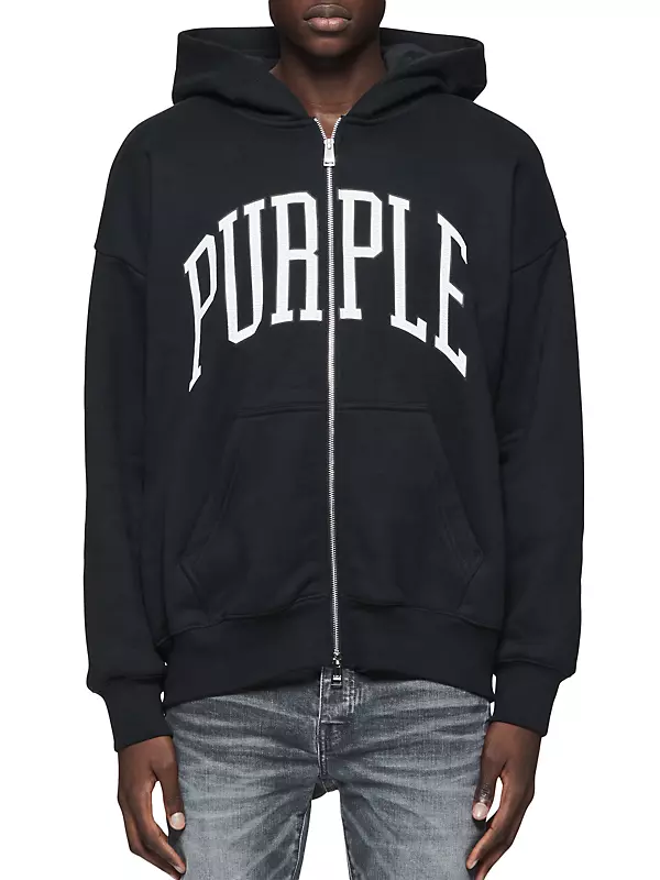 Purple Brand Oversize Heavyweight Fleece Zip Hoodie In Heather