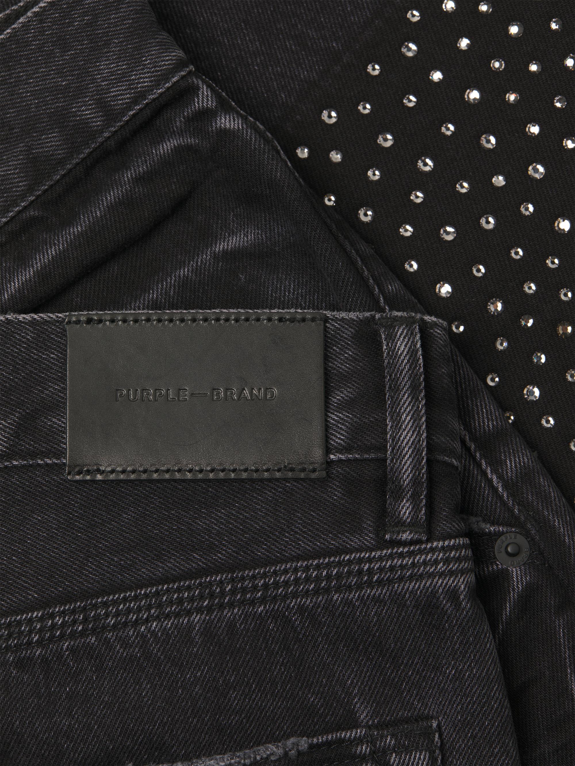 Purple Brand Crystal-Embellished Denim Relaxed-Fit Carpenter Pants