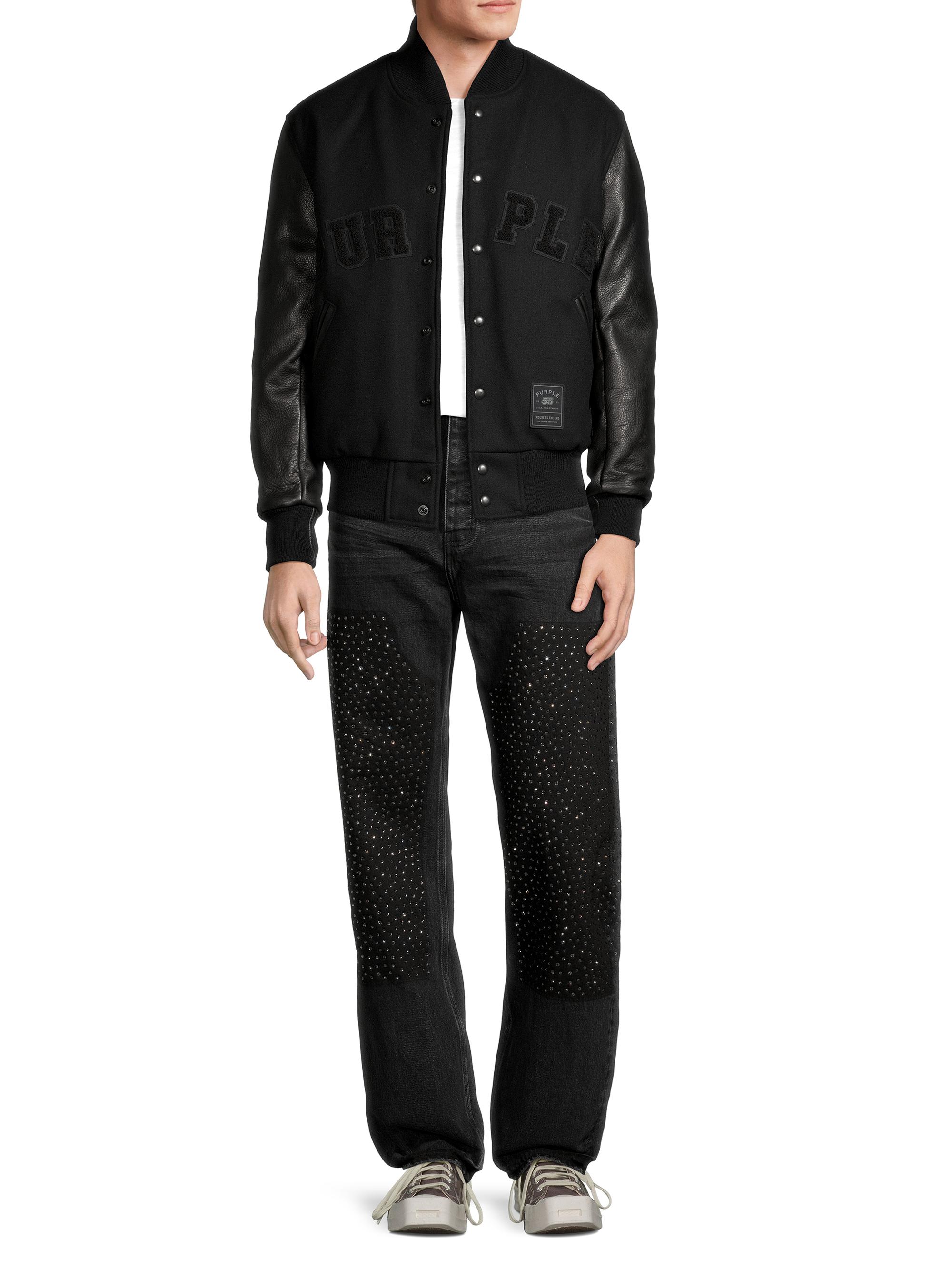 Purple Brand Crystal-Embellished Denim Relaxed-Fit Carpenter Pants