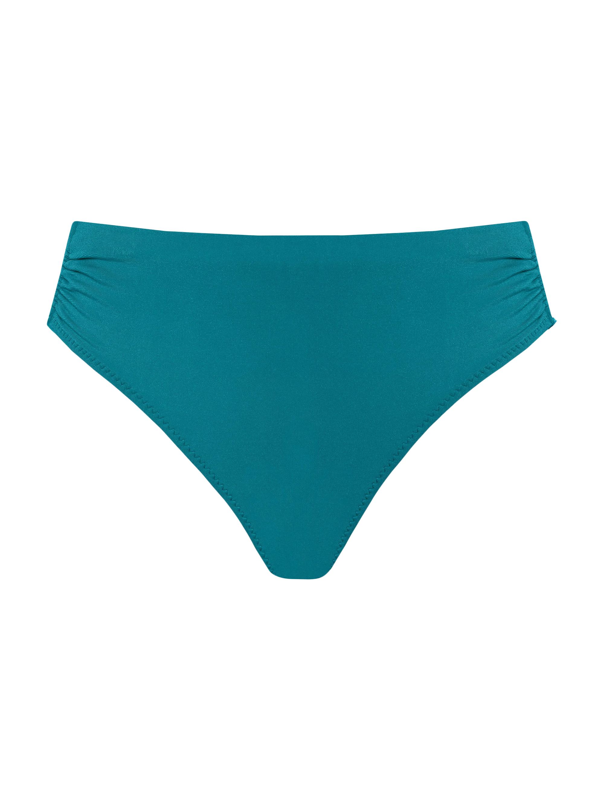 Robin Piccone Women's Aubrey High-Waisted Ruched Bikini Bottom - Ocean