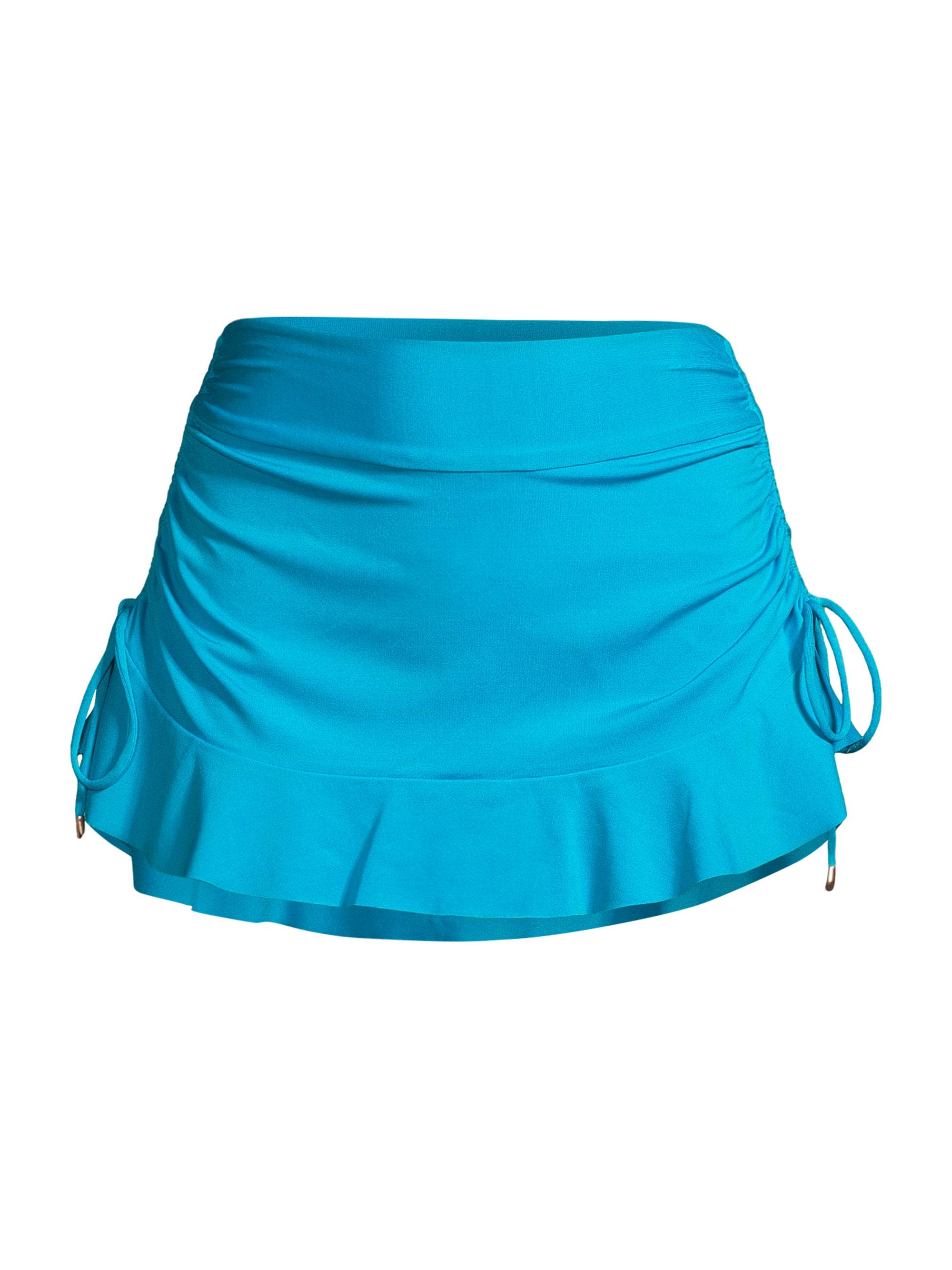 Robin Piccone Women's Aubrey Skirted Bikini Bottom - Cyan Blue