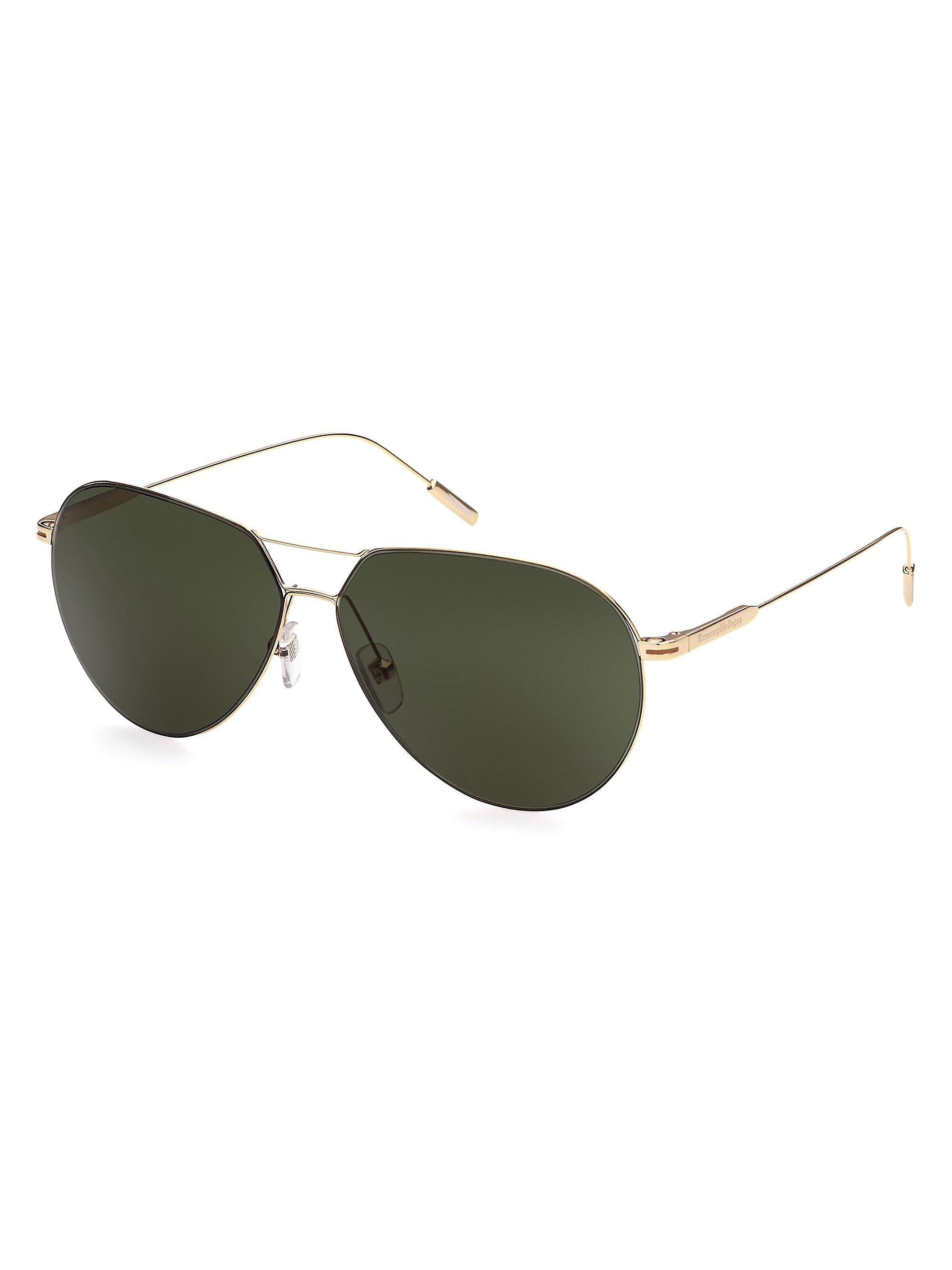 ZEGNA Men's 59MM Aviator Sunglasses - Shiny Gold Smoke