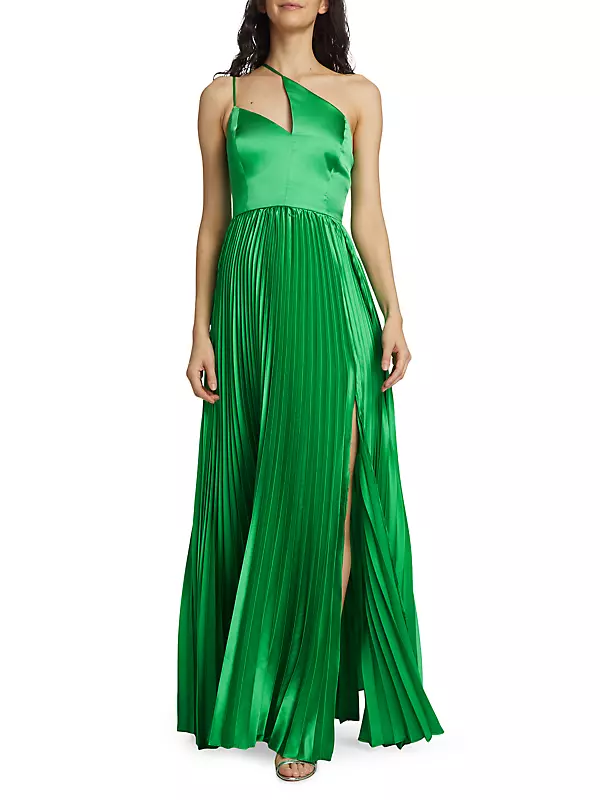 Shop Amur Khari Pleated Asymmetric Gown | Saks Fifth Avenue