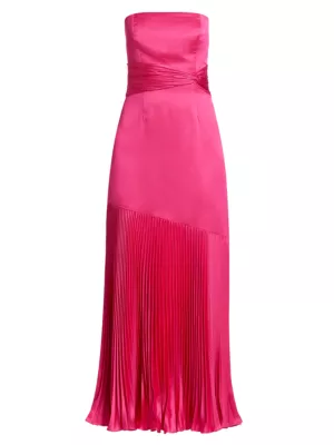 Shop Amur Milly Strapless Pleated Maxi Dress | Saks Fifth Avenue