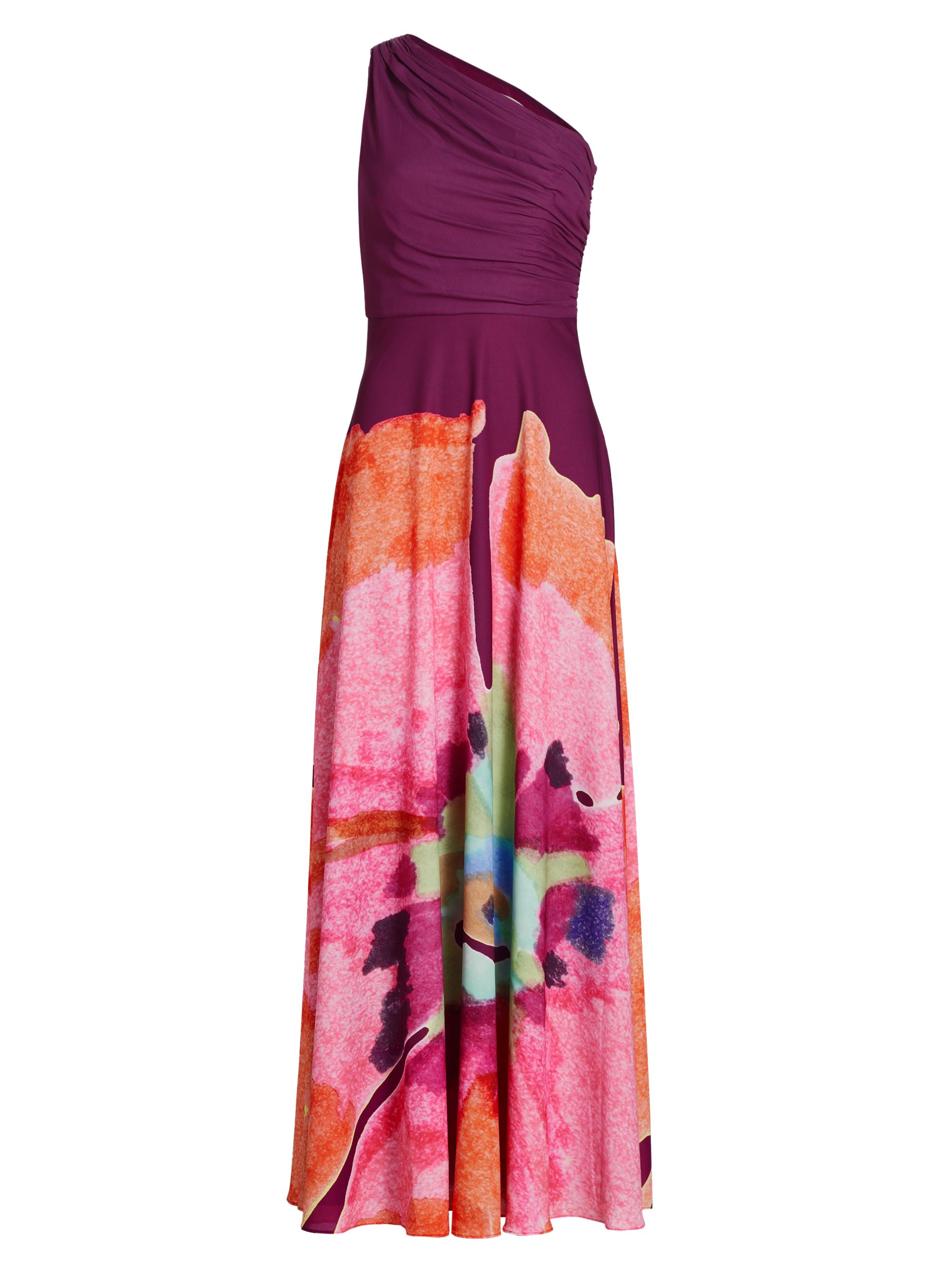 Amur Women's Atlas Painterly One-Shoulder Gown - Sangria Flower