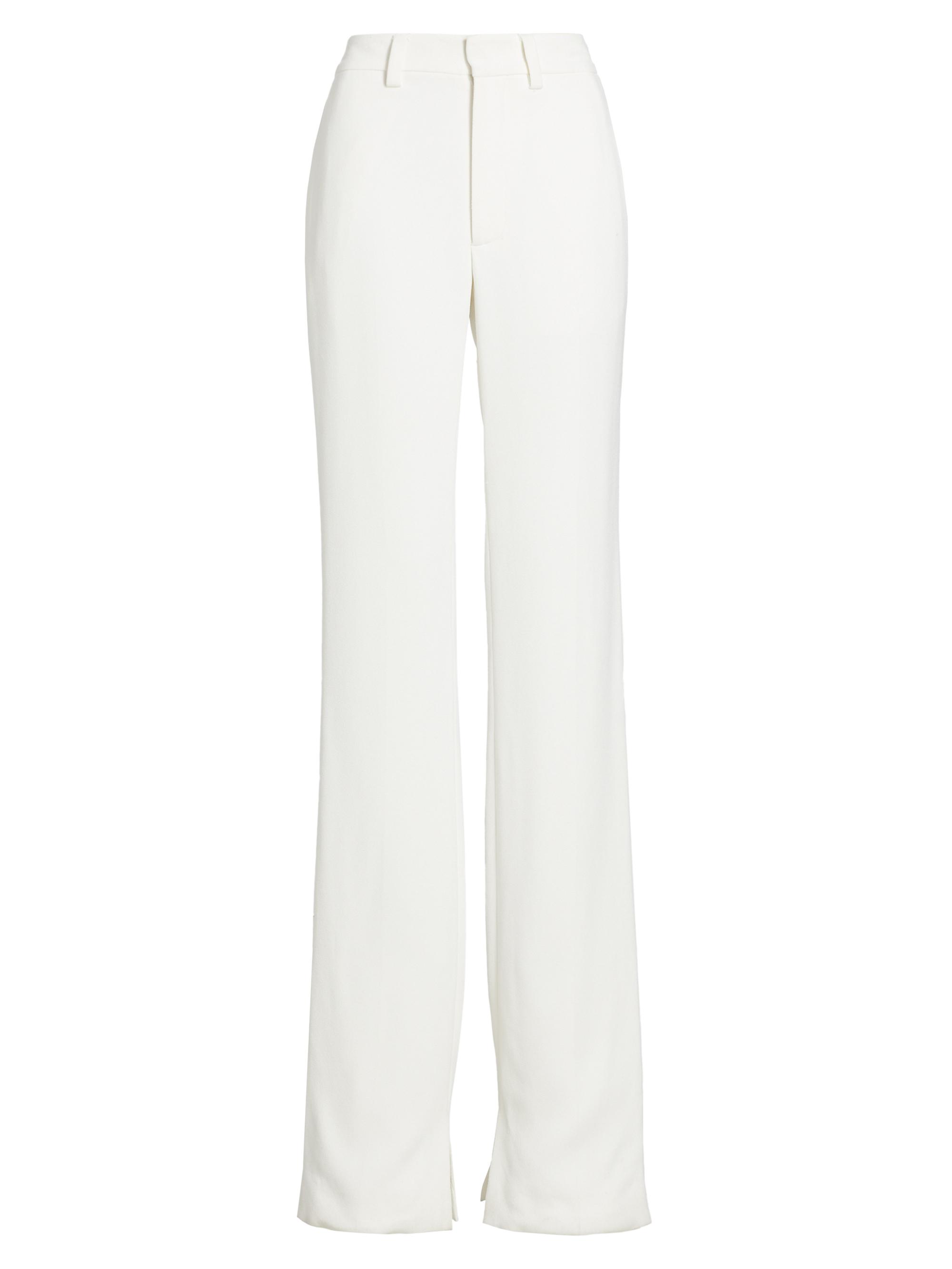 Brandon Maxwell Women's Slit-Inseam Straight-Leg Trousers - White