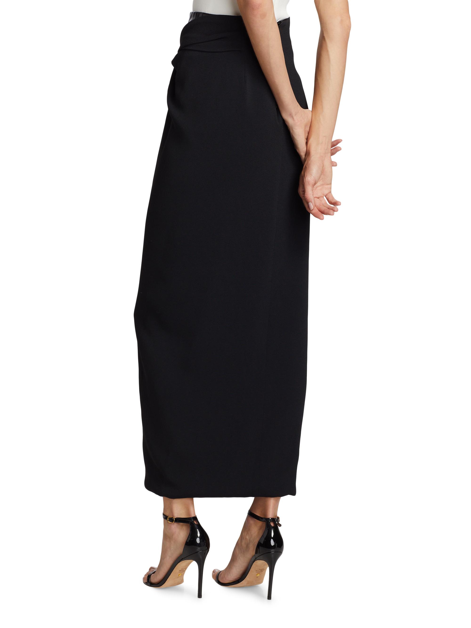 Brandon Maxwell Glazed Leather Draped Skirt | Saks Fifth Avenue