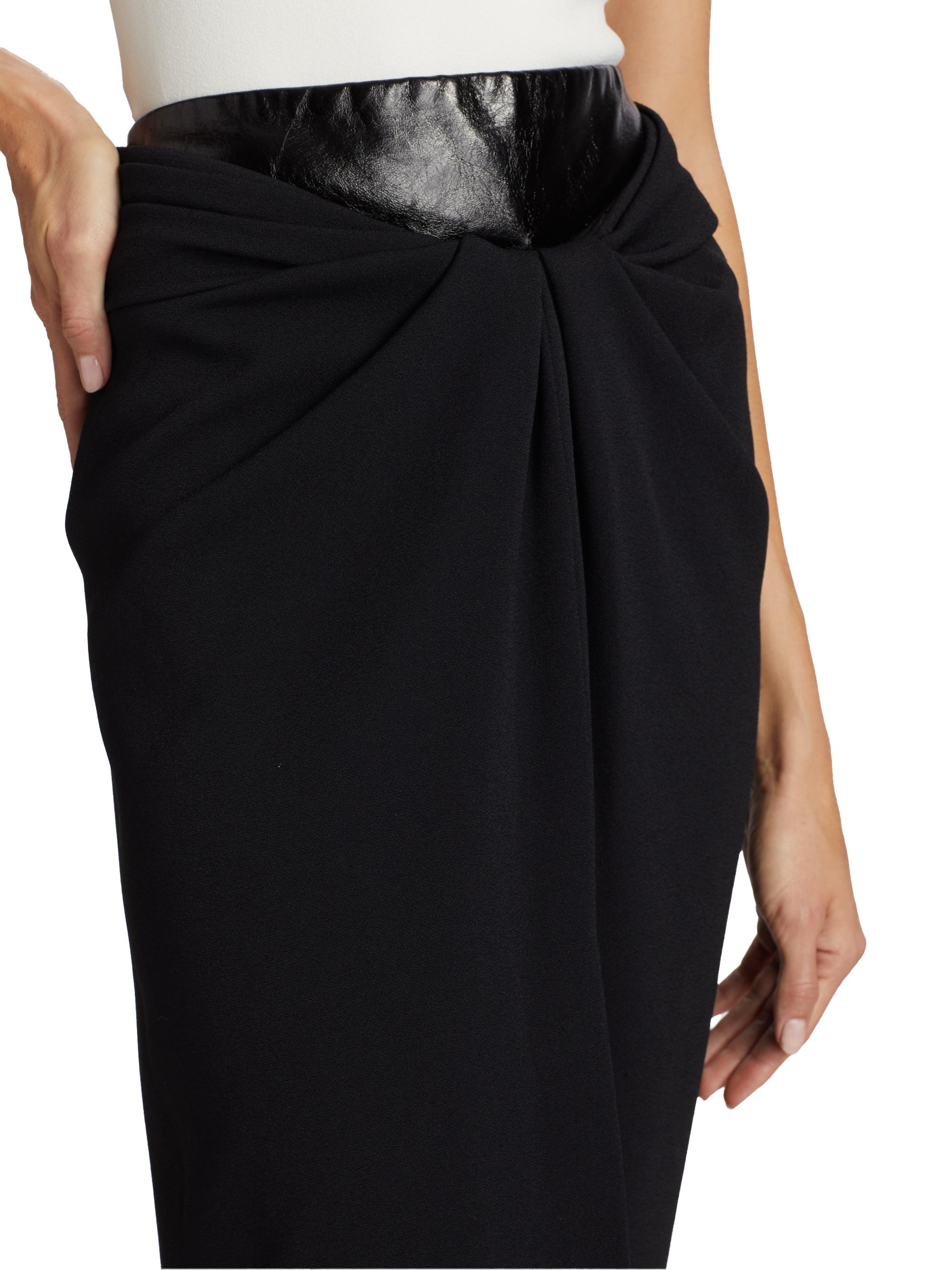Brandon Maxwell Glazed Leather Draped Skirt | Saks Fifth Avenue