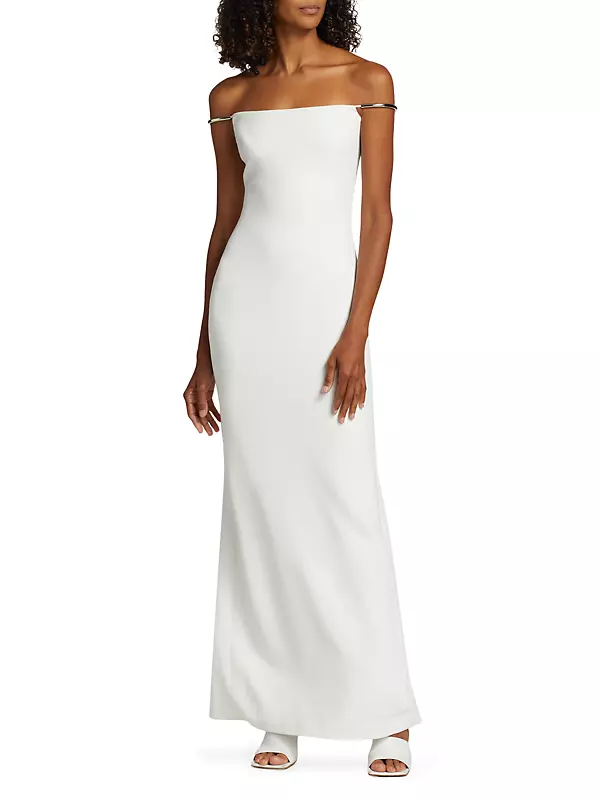 Brandon Maxwell One-shoulder Draped Crepe Gown - White