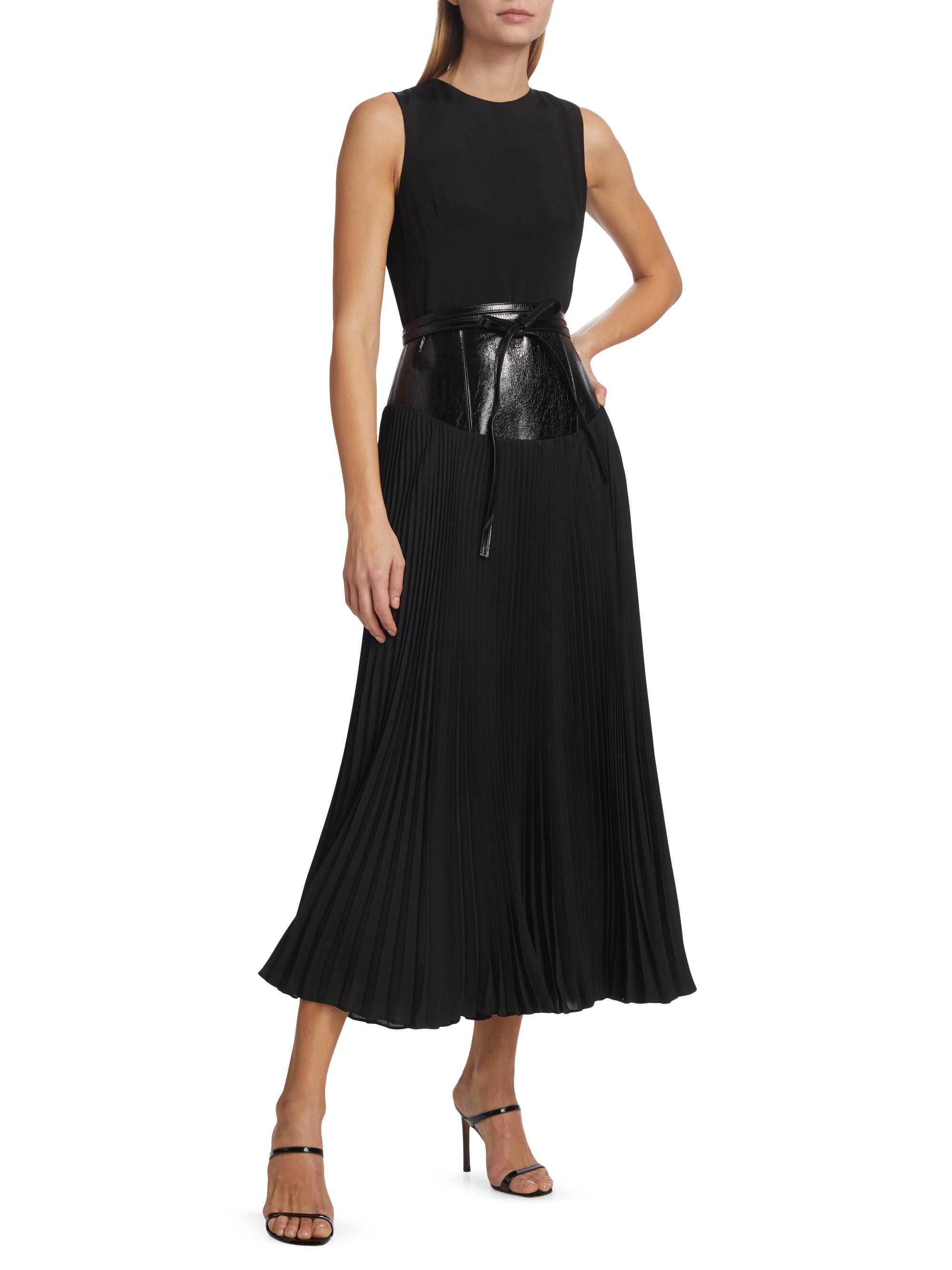 Brandon Maxwell Pleated-Skirt Silk Maxi Dress | Saks Fifth Avenue