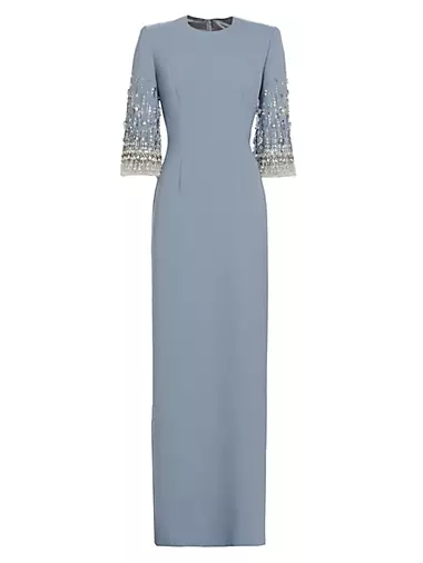 Ondine Beaded Stretch-Crepe Gown