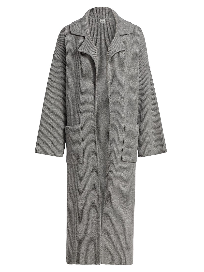 Shop Toteme Wool-Blend Rib-Knit Cardigan Coat | Saks Fifth Shop Toteme Wool-Blend Rib-Knit Cardigan Coat | Saks Fifth