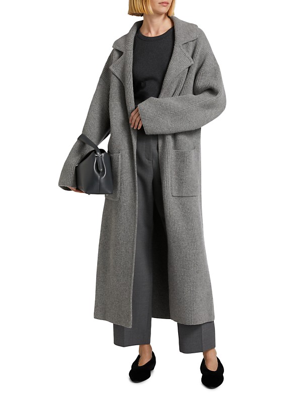 Shop Toteme Wool-Blend Rib-Knit Cardigan Coat | Saks Fifth Shop Toteme Wool-Blend Rib-Knit Cardigan Coat | Saks Fifth