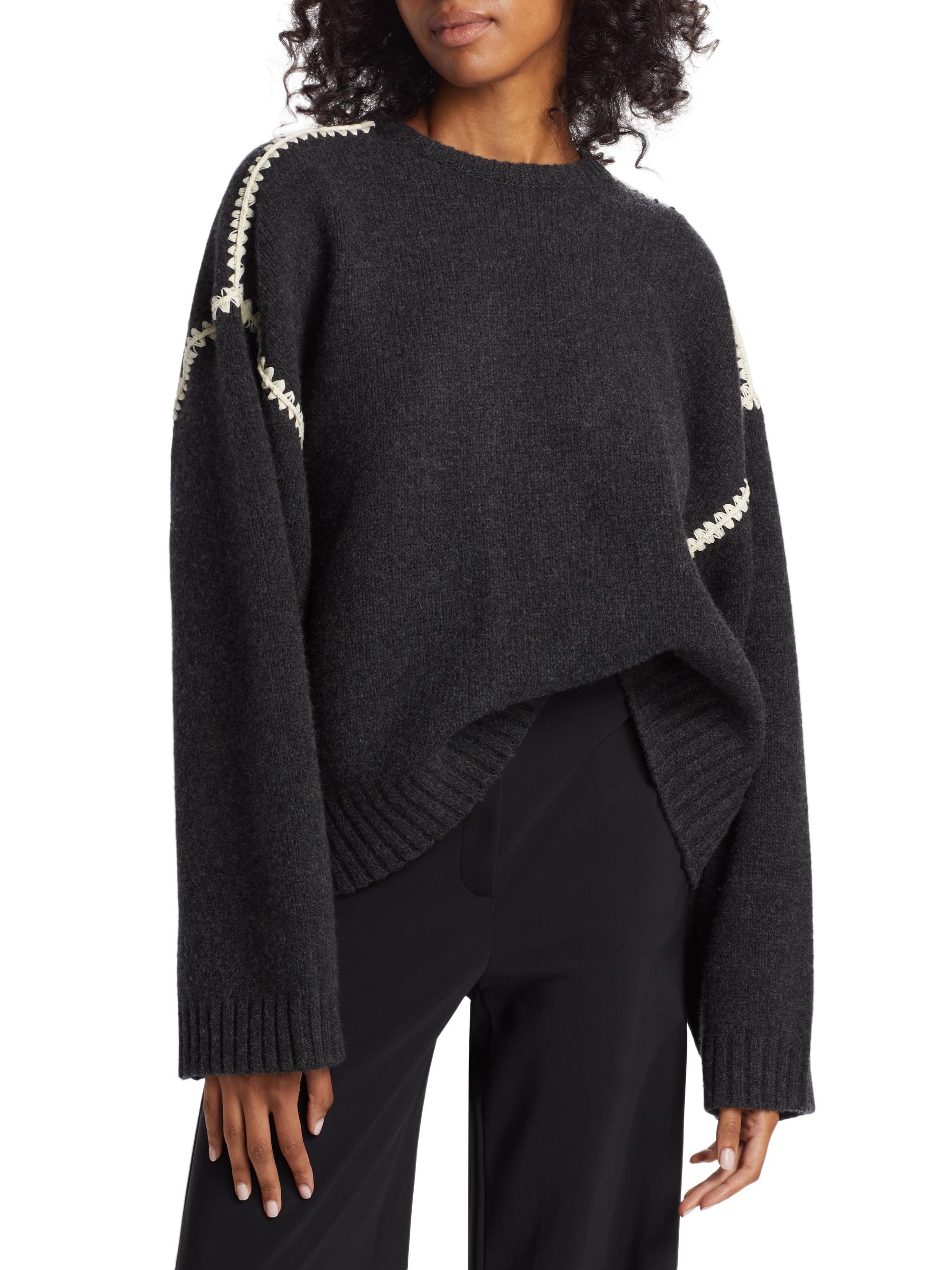 Toteme Wool-Cashmere Embroidered Sweater | Saks Fifth Avenue