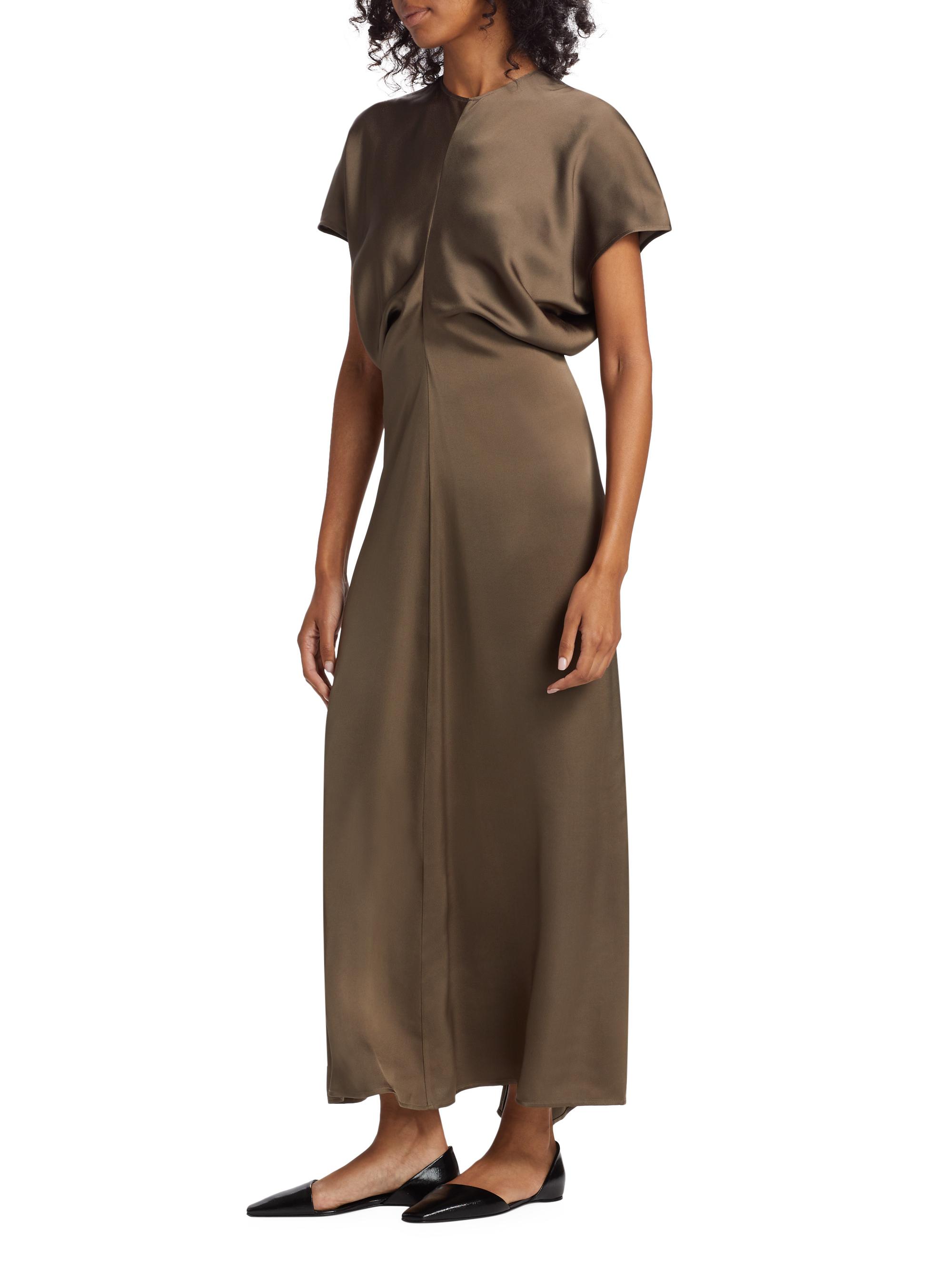 Shop Toteme Satin Gathered Maxi Dress | Saks Fifth Avenue 