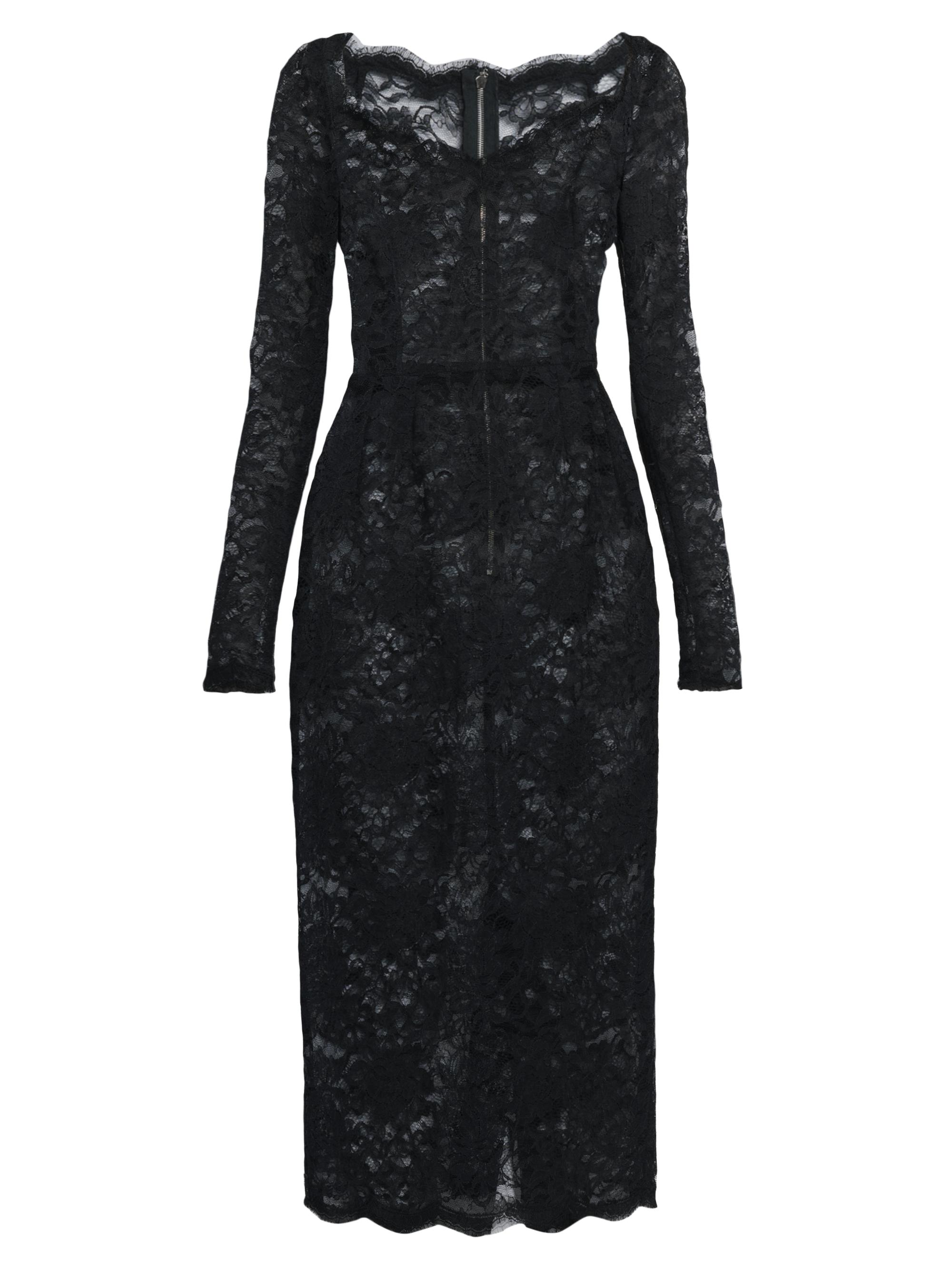 Dolce & Gabbana Women's Floral Lace Sheath Midi-Dress - Nero