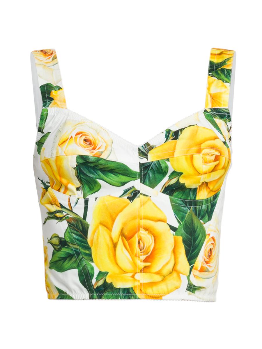 Dolce&Gabbana Rose Print Bustier Top | Saks Fifth Avenue