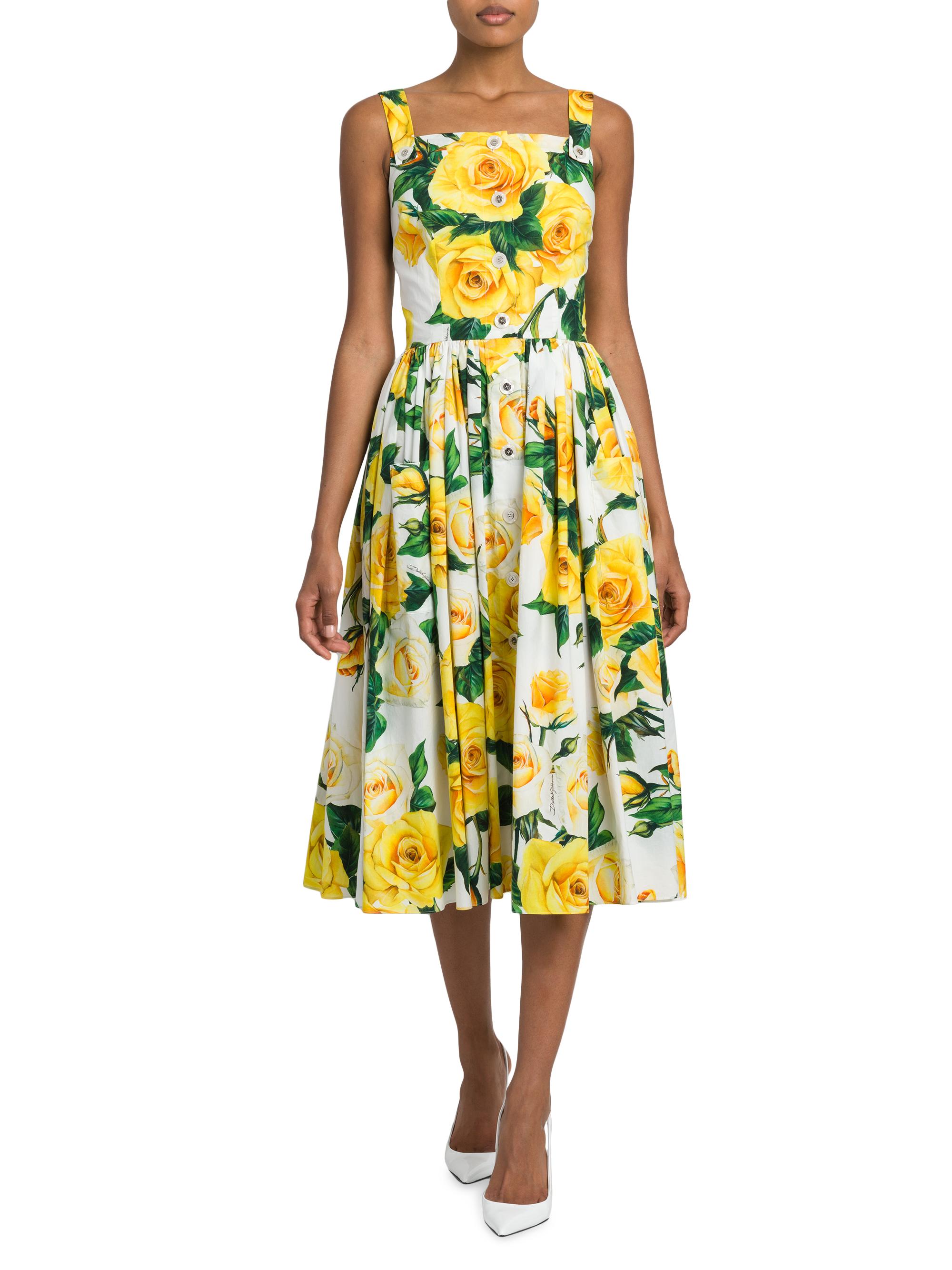 Dolce&Gabbana Rose Print Tank Midi-Dress | Saks Fifth Avenue