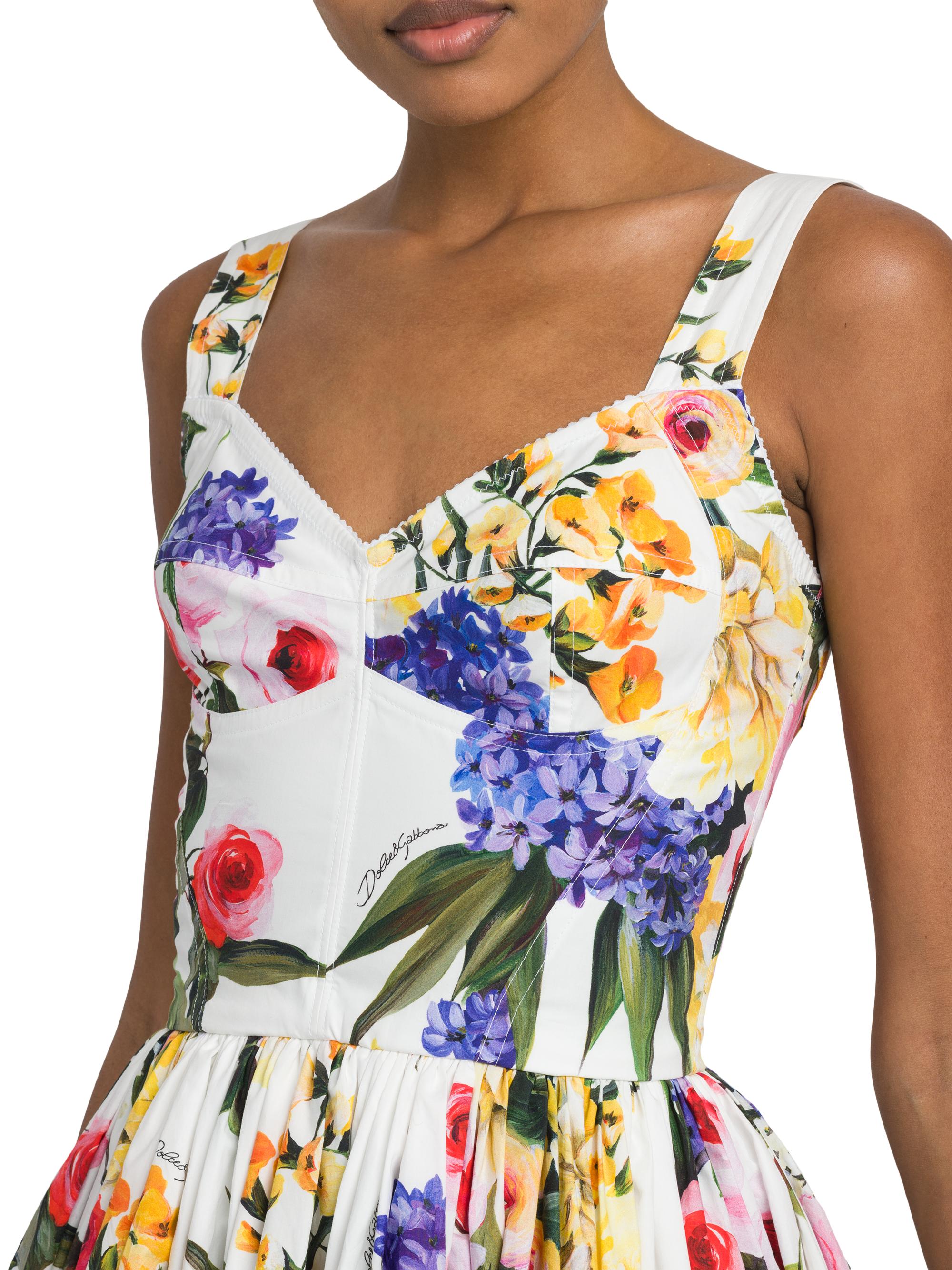 Dolce&Gabbana Floral Poplin Bustier Minidress | Saks Fifth
