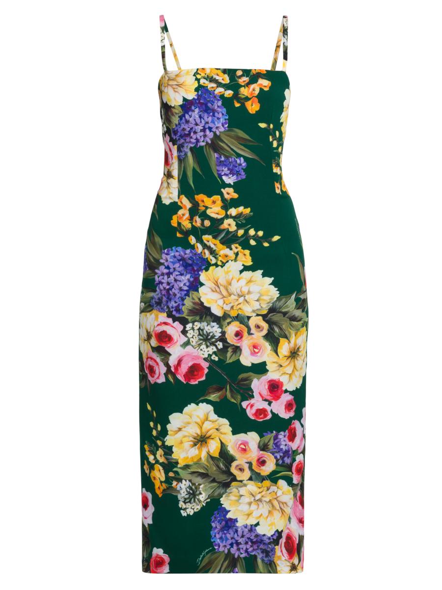 【関税＆送料込み】Dolce & Gabbana Floral-Print Midi Sheath Dolce&Gabbana Floral Charmeuse Sheath Midi-Dress | Saks