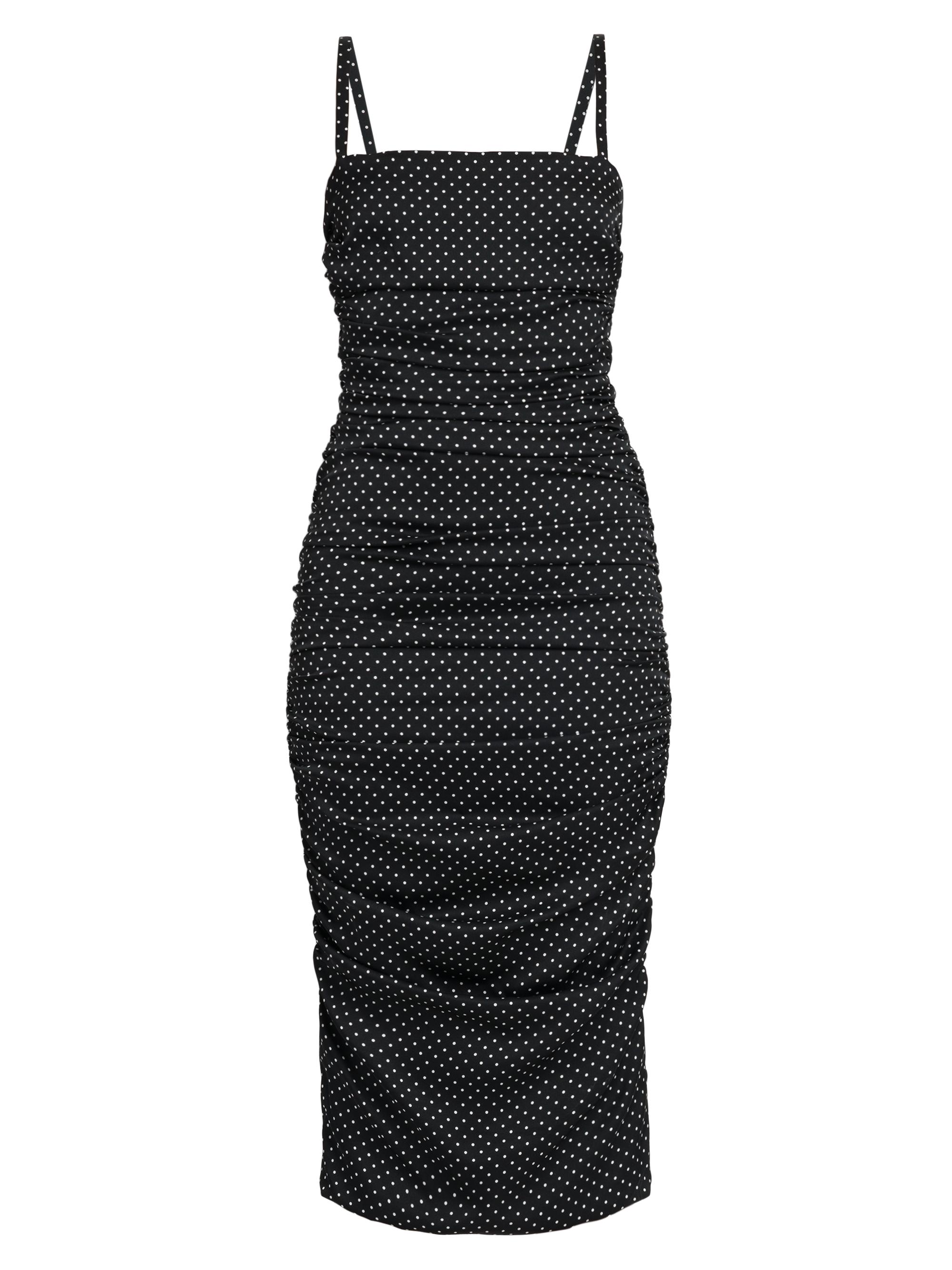 Dolce & Gabbana Women's Micro Dot Ruched Midi-Dress - Pois Bianco Nero