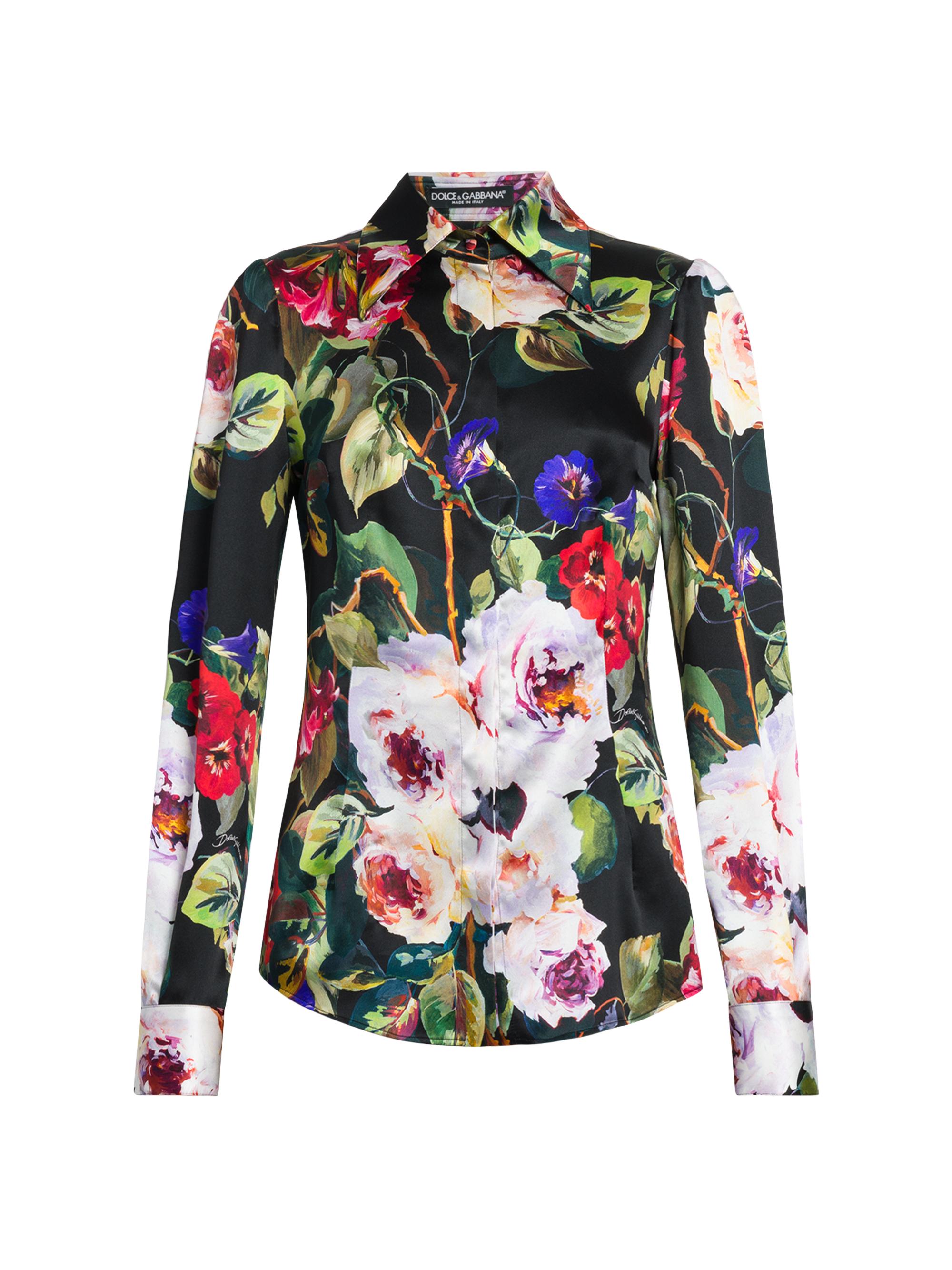 Dolce & Gabbana Women's Floral Silk-Blend Shirt - Roseto Nero