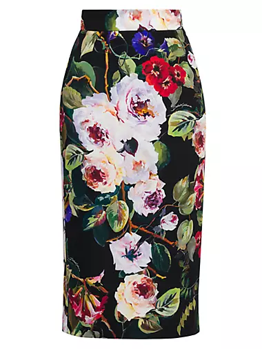 Floral Pencil Midi-Skirt