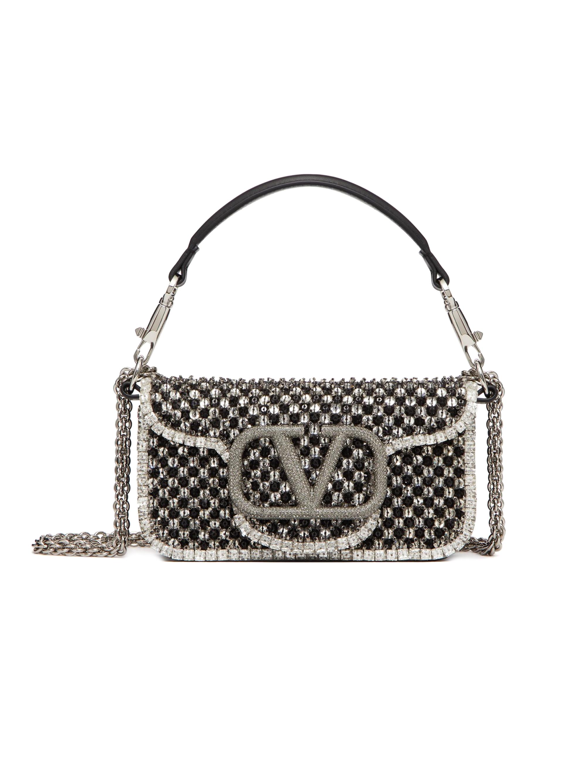 Valentino Garavani small Locò crystal-embellished metallic shoulder bag