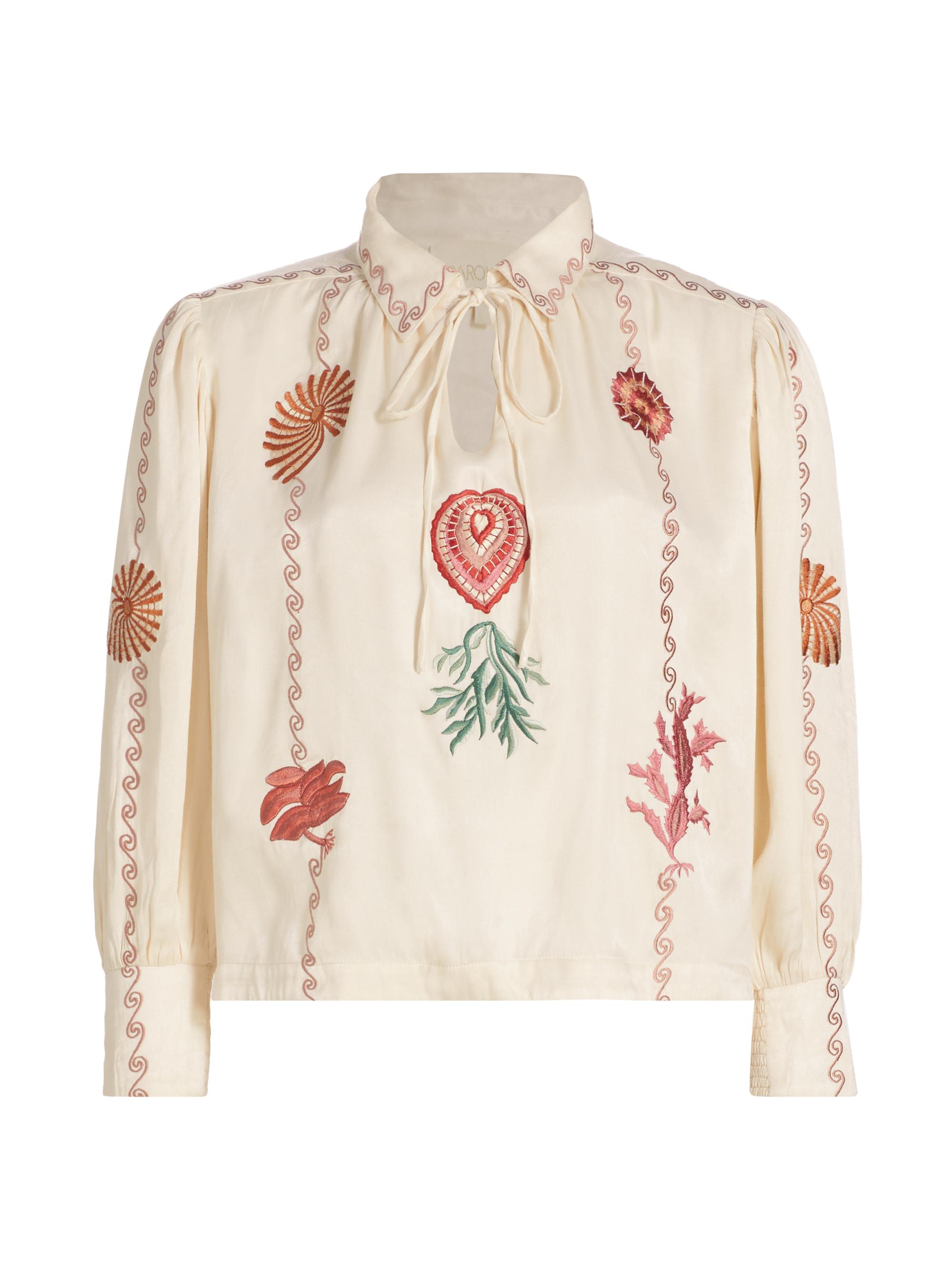 Carolina K Women's Eterna Elis Embroidered Puff-Sleeve Blouse - Nautilus Cream