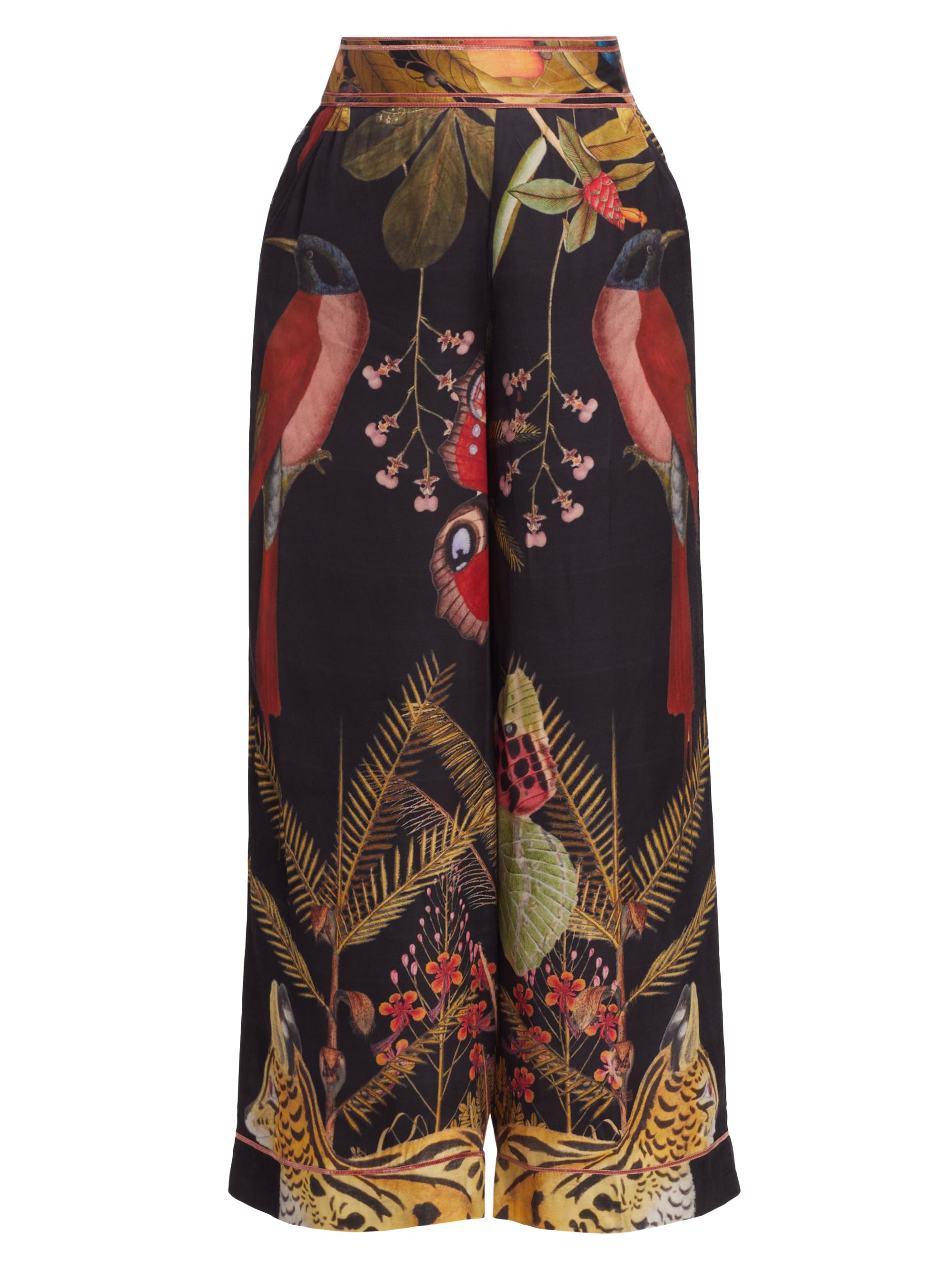 Carolina K Women's Tropical Satin Wide-Leg Palazzo Pants - Eden Black