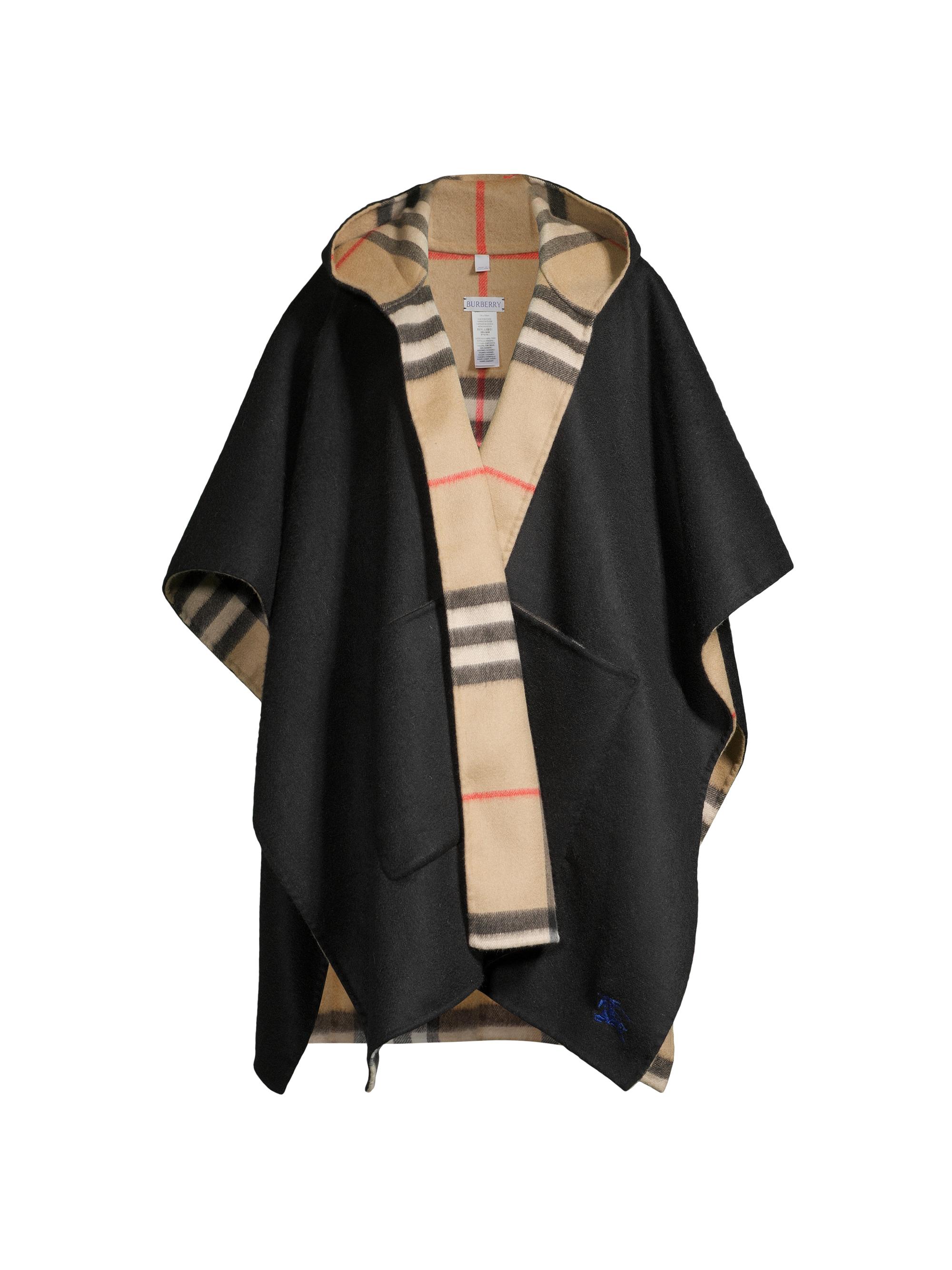 Burberry Women's Equestrian Knight Design Hooded Cashmere Cape - Black